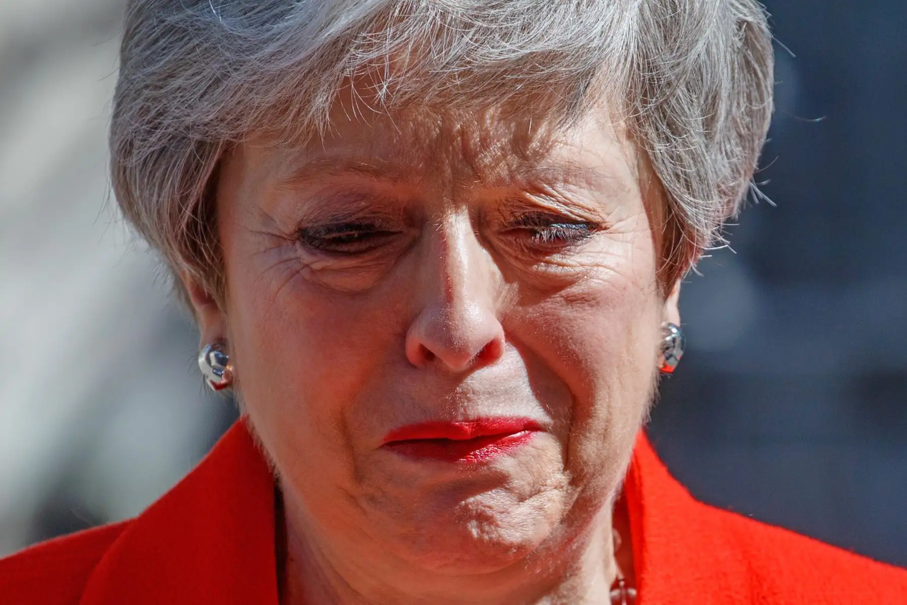 La primera ministra británica, Theresa May, anuncia su renuncia. Foto: AFP