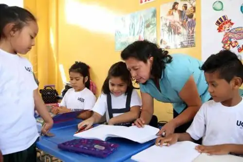 Docente en plena labor de dictado de clases. Foto: ANDINA/Difusión.