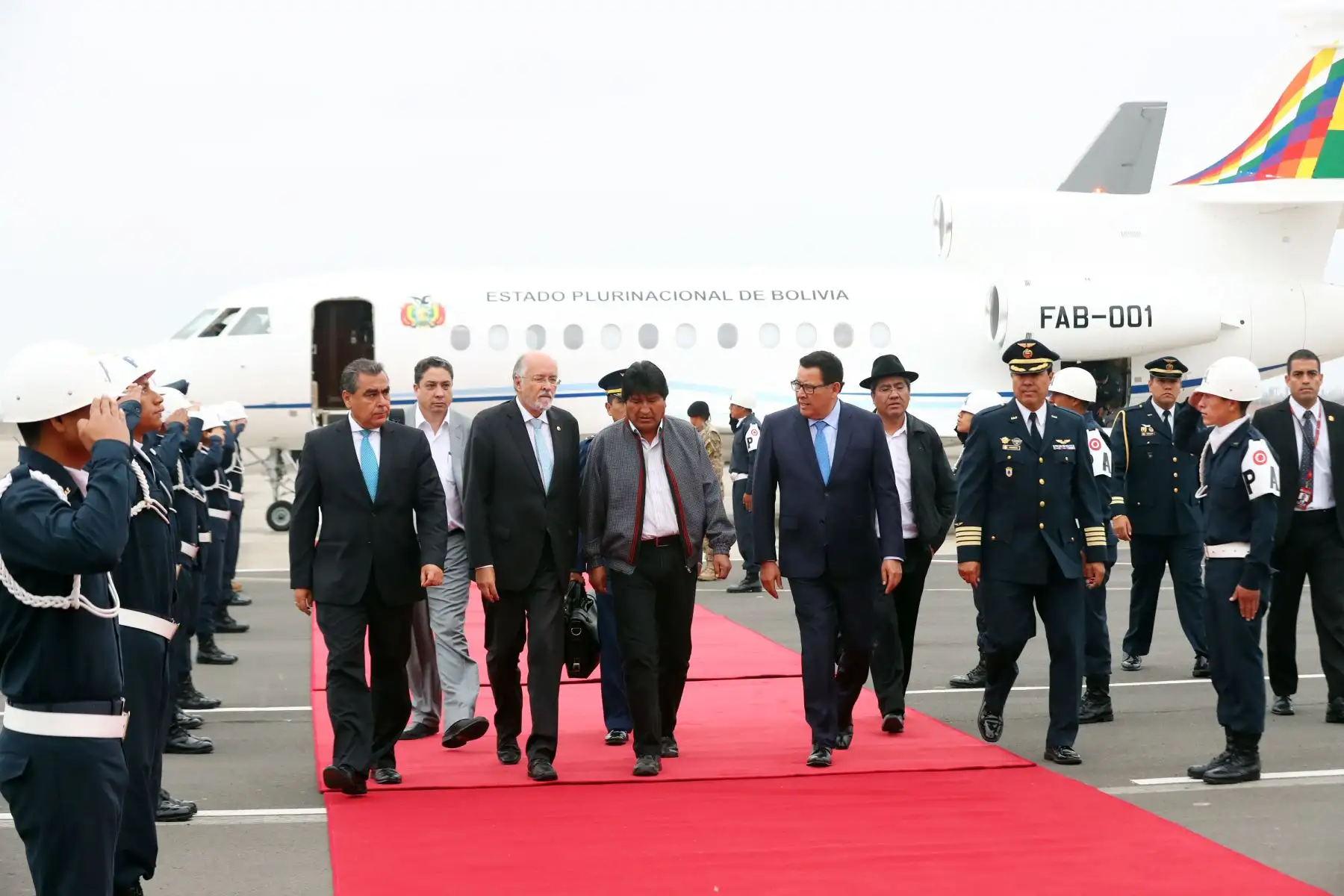 Presidente de Bolivia Evo Morales, llega a Lima para participar de los 50 años de creación de la Comunidad Andina de Naciones. Foto: ANDINA/ Norman Cordova