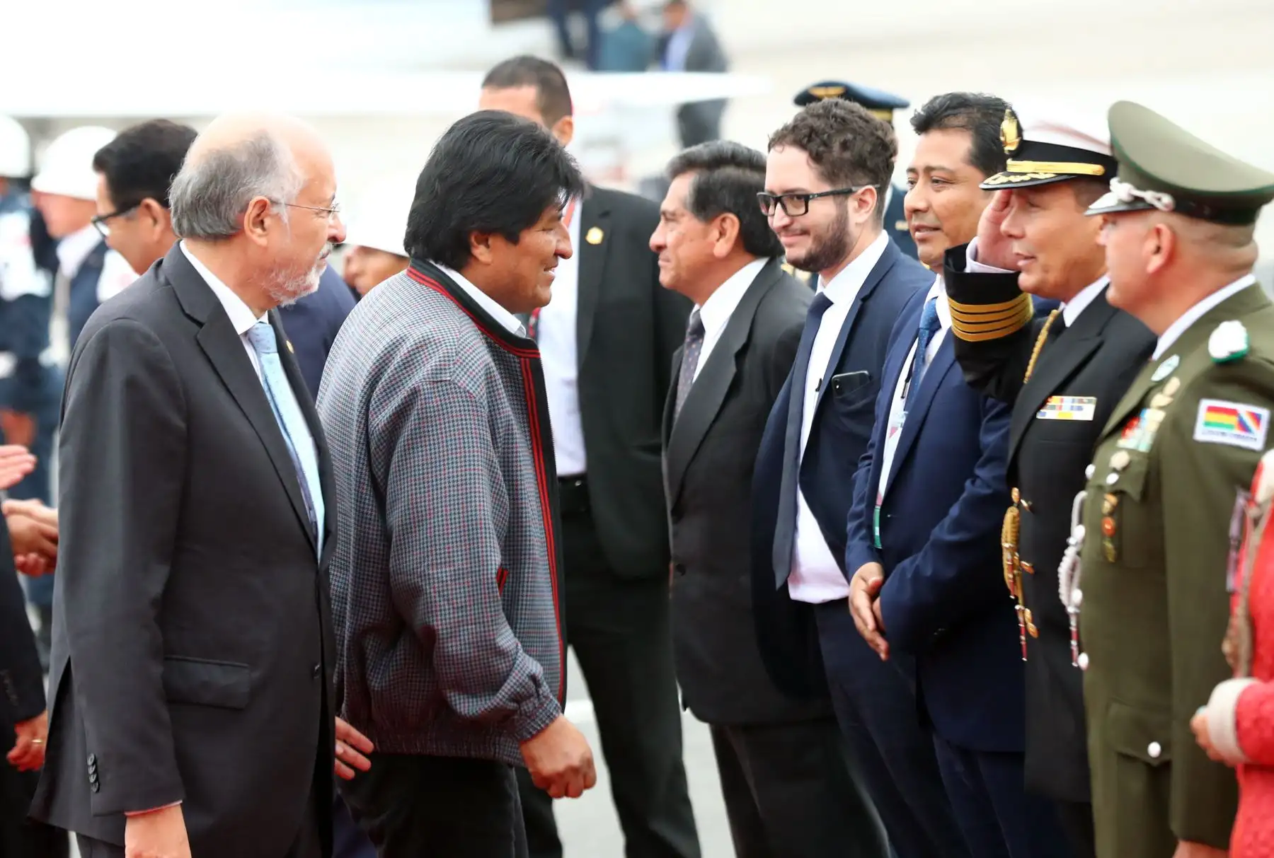 Presidente de Bolivia Evo Morales, llega a Lima para participar de los 50 años de creación de la Comunidad Andina de Naciones. Foto: ANDINA/ Norman Cordova