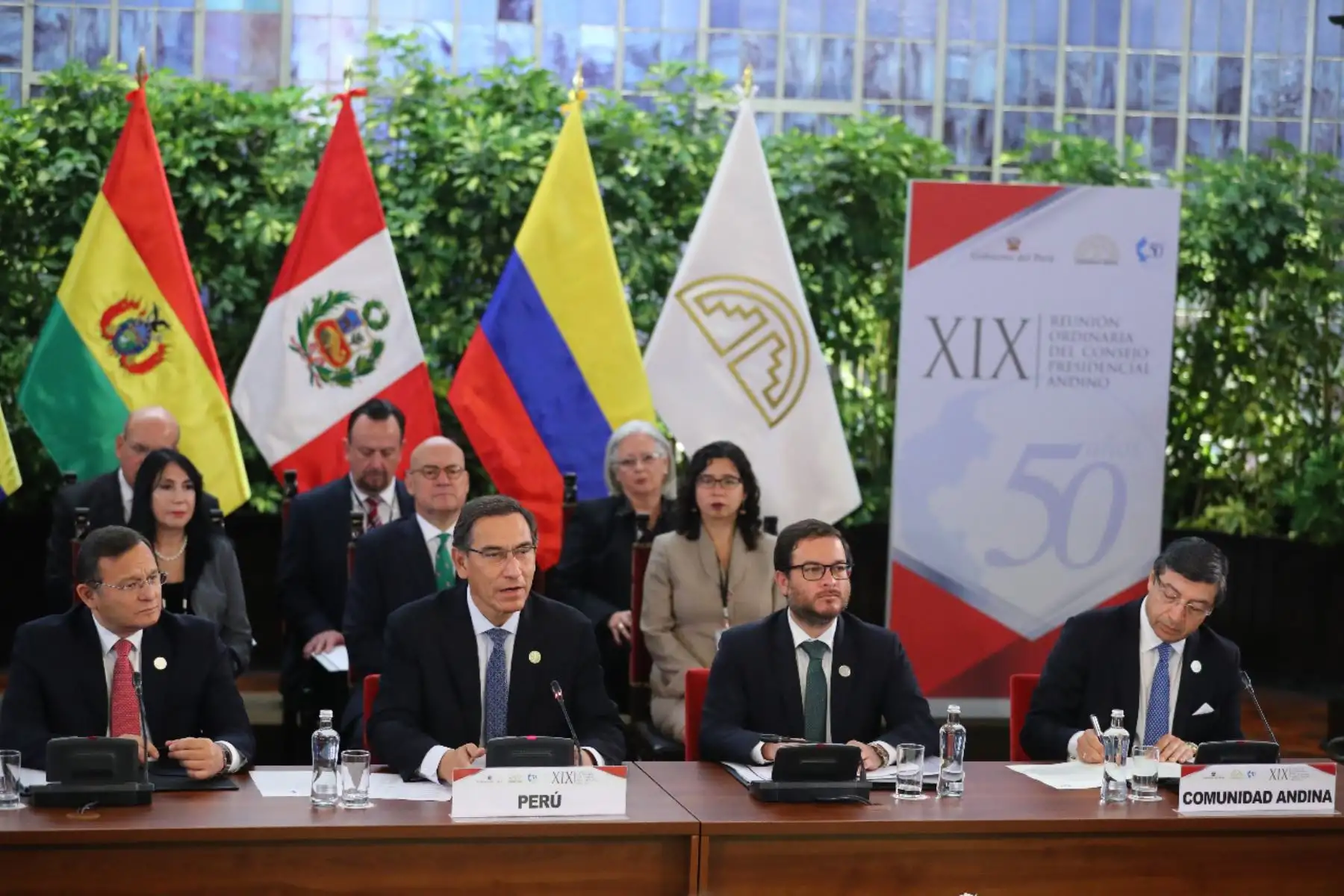 El jefe del Estado, Martín Vizcarra, preside la XIX Cumbre Presidencial de la Comunidad Andina, que se desarrolla en Palacio de Gobierno.Foto:ANDINA/Prensa Presidencia