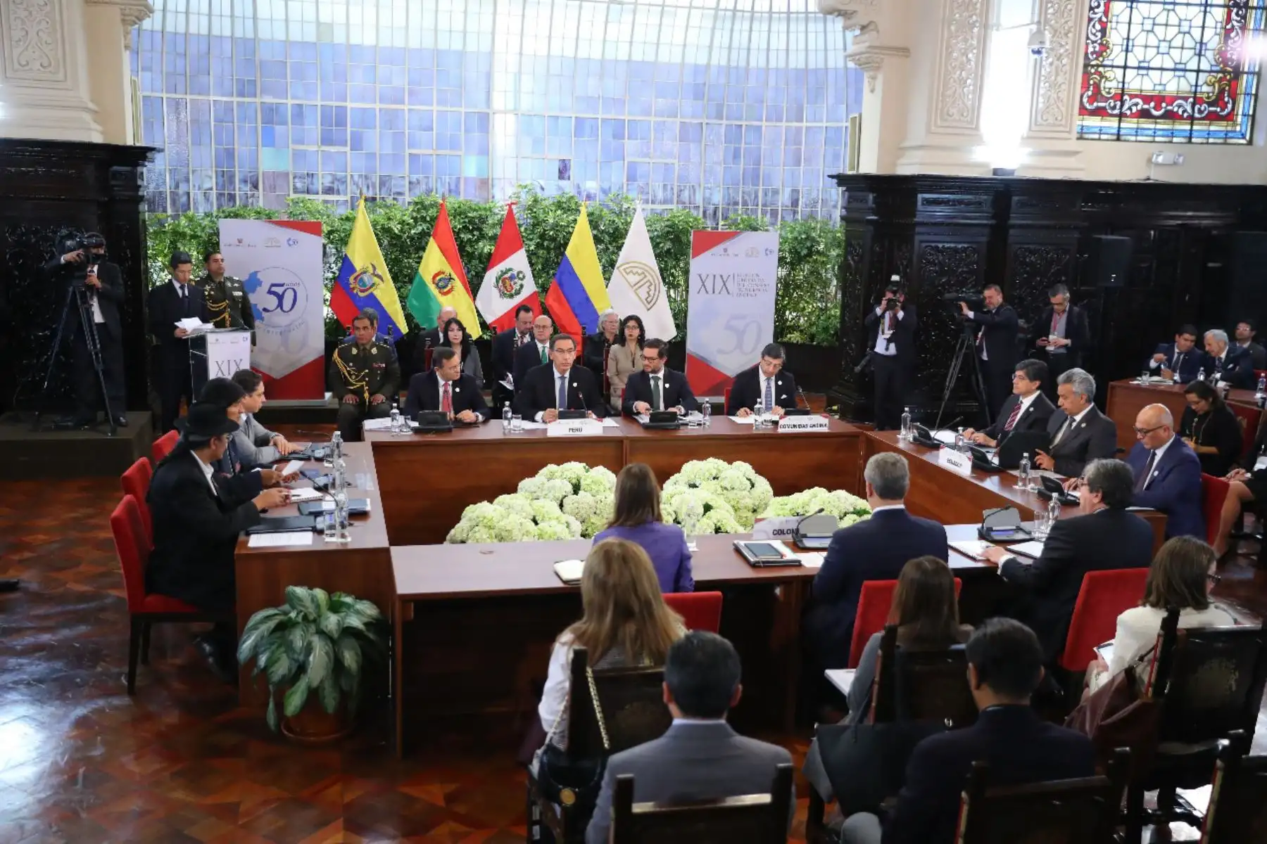 El jefe del Estado, Martín Vizcarra, preside la XIX Cumbre Presidencial de la Comunidad Andina, que se desarrolla en Palacio de Gobierno.Foto:ANDINA/Prensa Presidencia