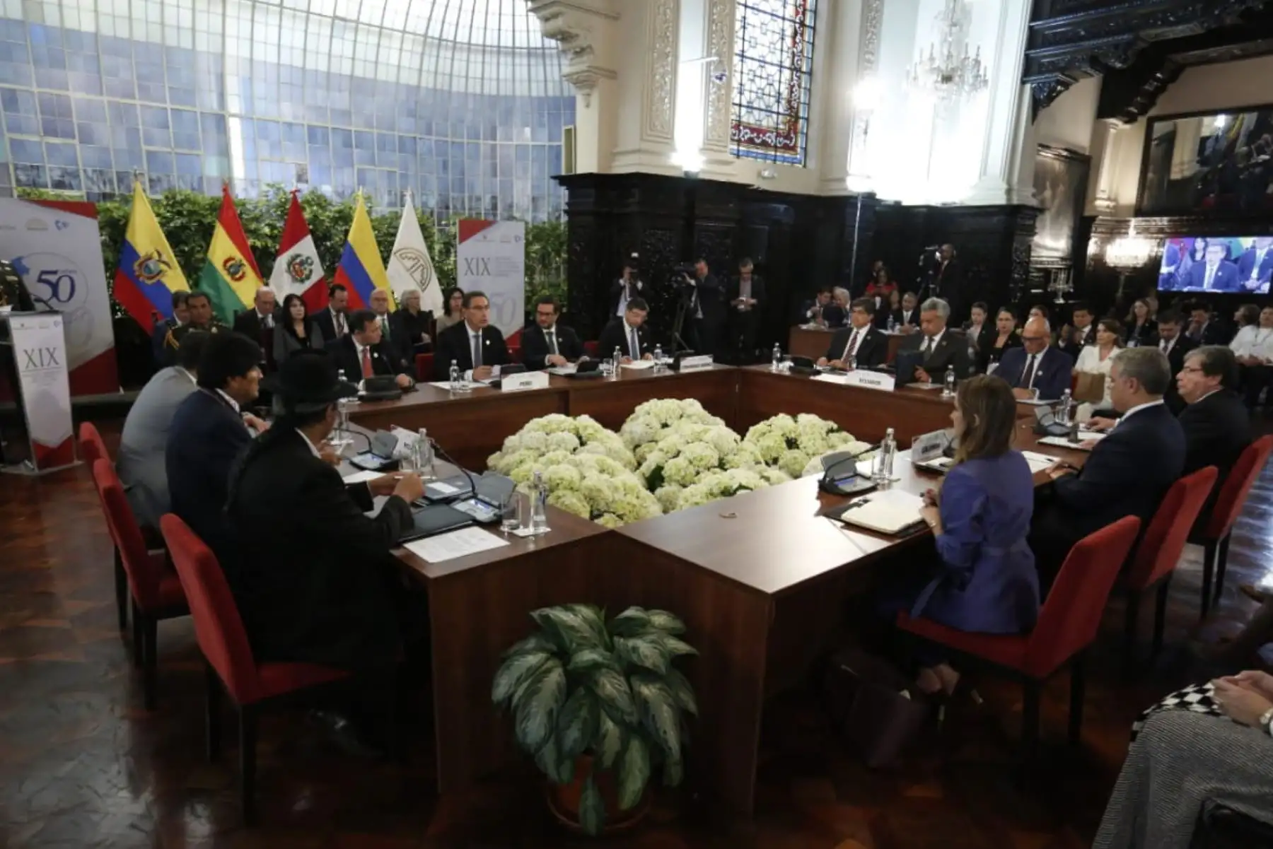 El jefe del Estado, Martín Vizcarra, preside la XIX Cumbre Presidencial de la Comunidad Andina, que se desarrolla en Palacio de Gobierno.Foto:ANDINA/Prensa Presidencia