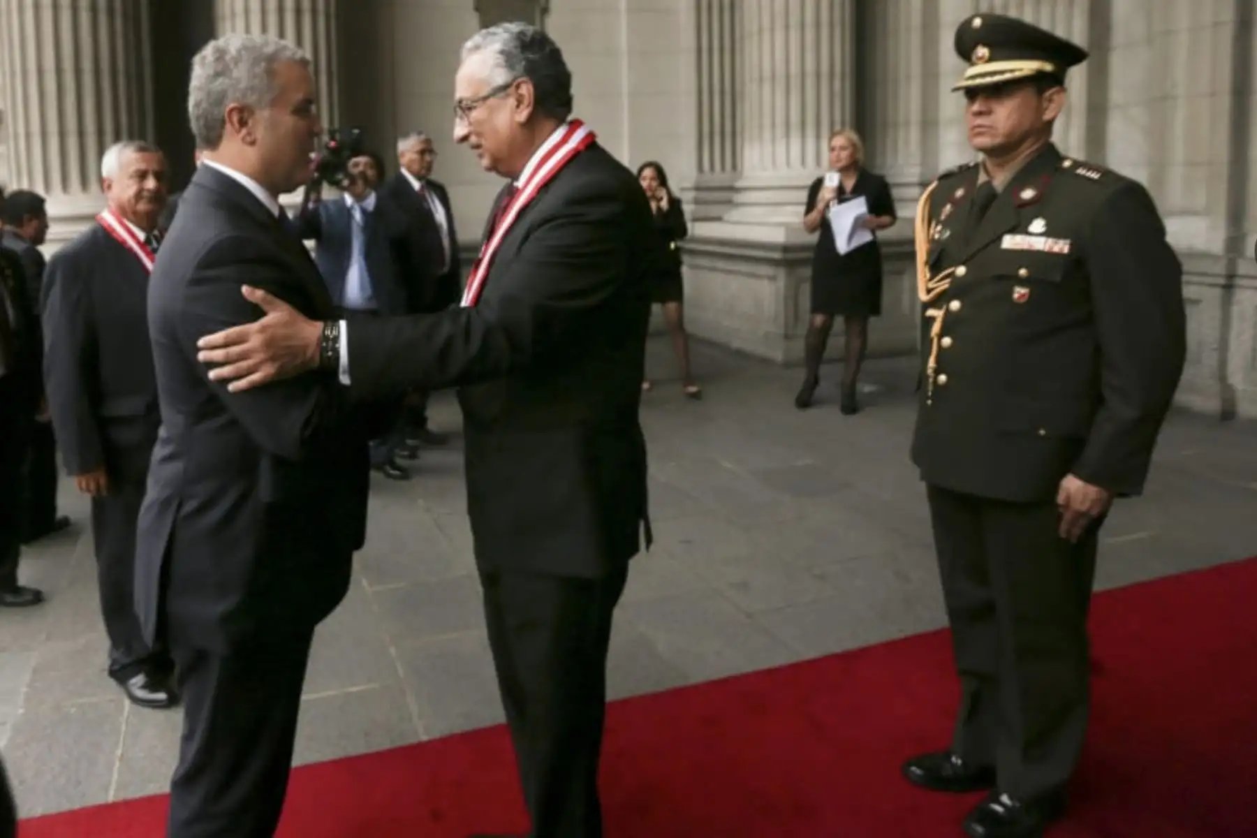 Jefe de Estado Colombiano Iván Duque se reunió con Presidente del Poder Judicial José Luis Lecaros.
Foto:Poder Judicial
