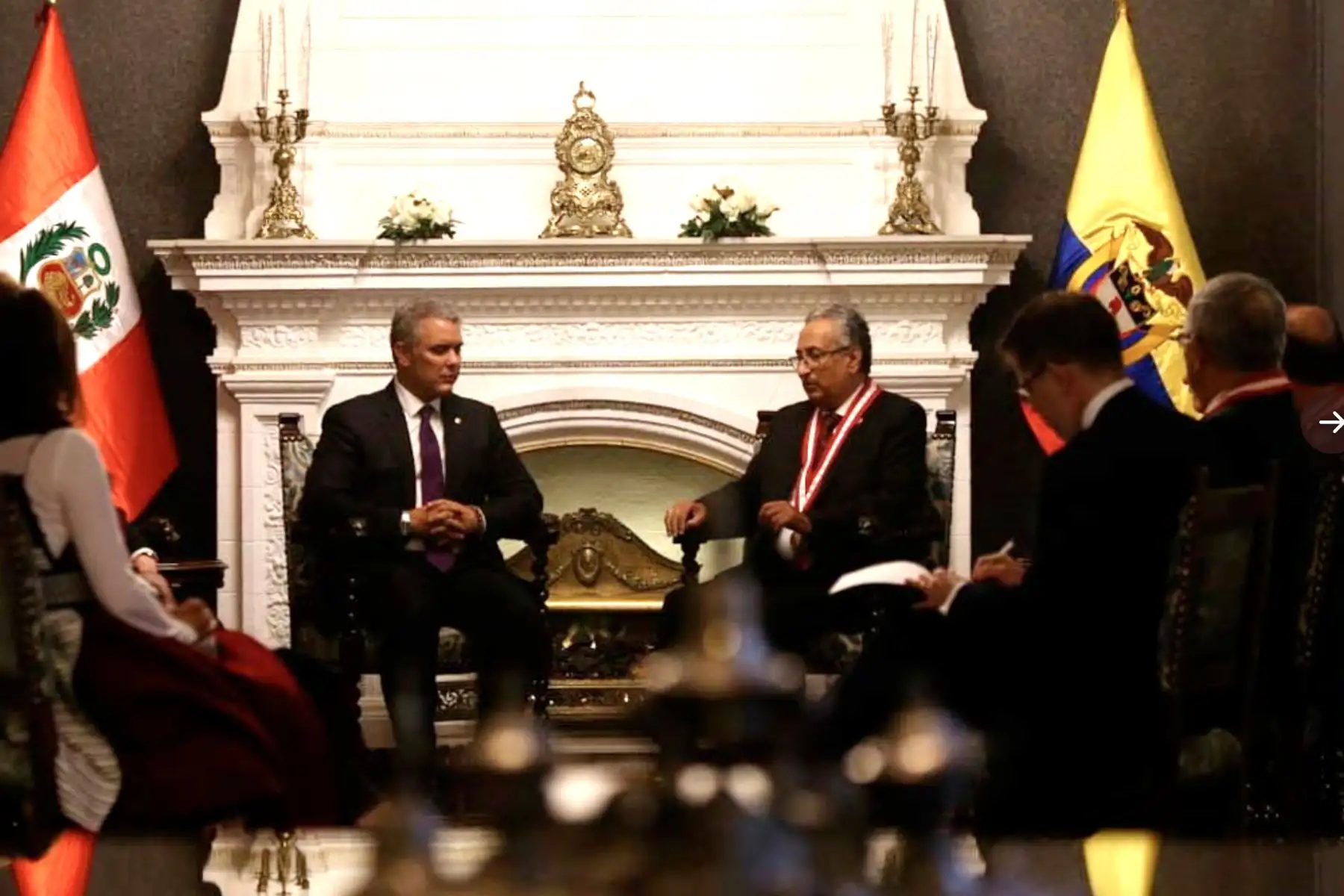 Jefe de Estado Colombiano Iván Duque se reunió con Presidente del Poder Judicial José Luis Lecaros.
Foto:Poder Judicial