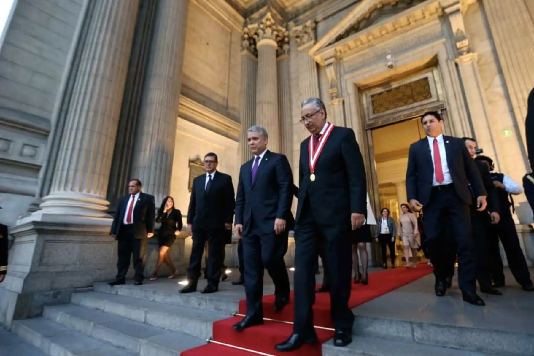 Jefe de Estado Colombiano Iván Duque se reunió con Presidente del Poder Judicial José Luis Lecaros.
Foto:Poder Judicial