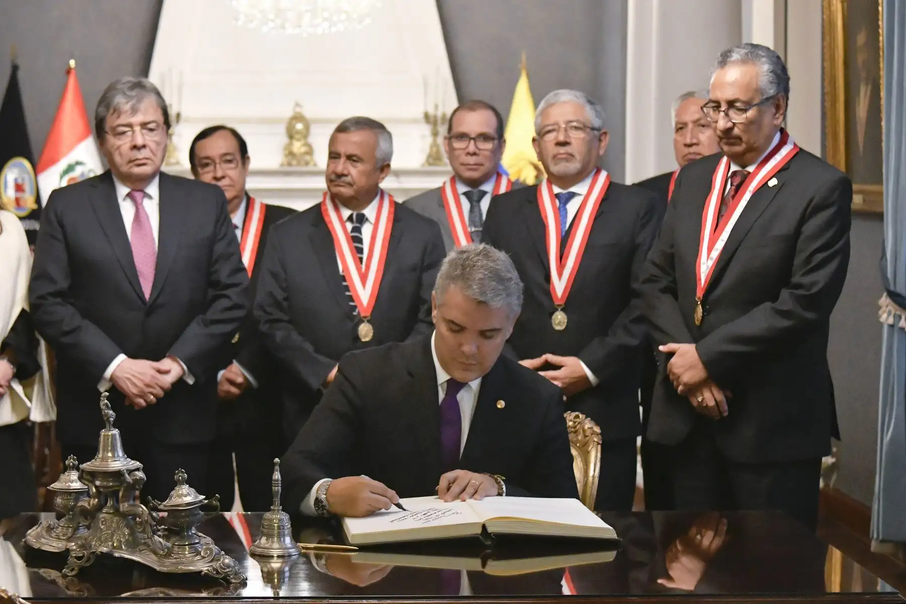 Jefe de Estado Colombiano Iván Duque se reunió con Presidente del Poder Judicial José Luis Lecaros.
Foto:Poder Judicial