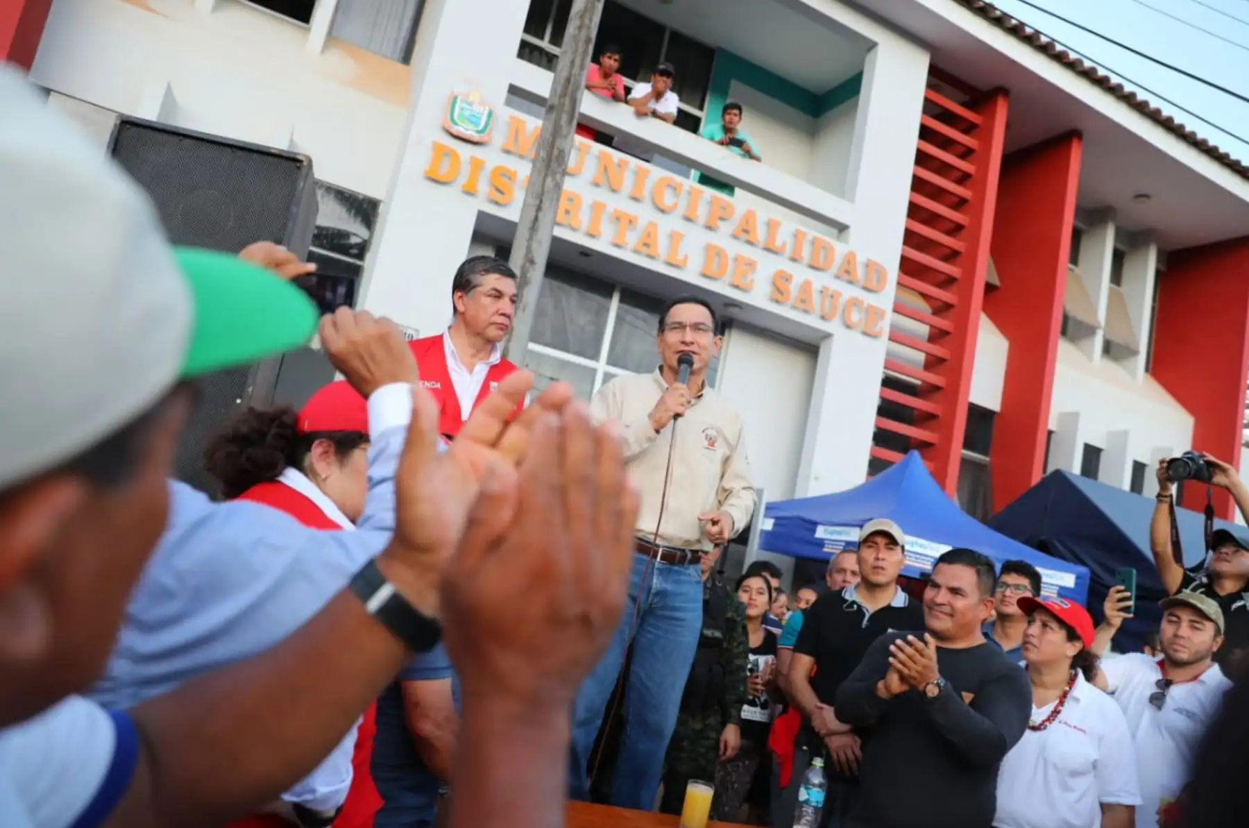 El Presidente Martín Vizcarra visitó el distrito de Sauce, en San Martin, para supervisar los trabajos de rehabilitación tras el sismo. Foto: ANDINA/ Prensa Presidencia