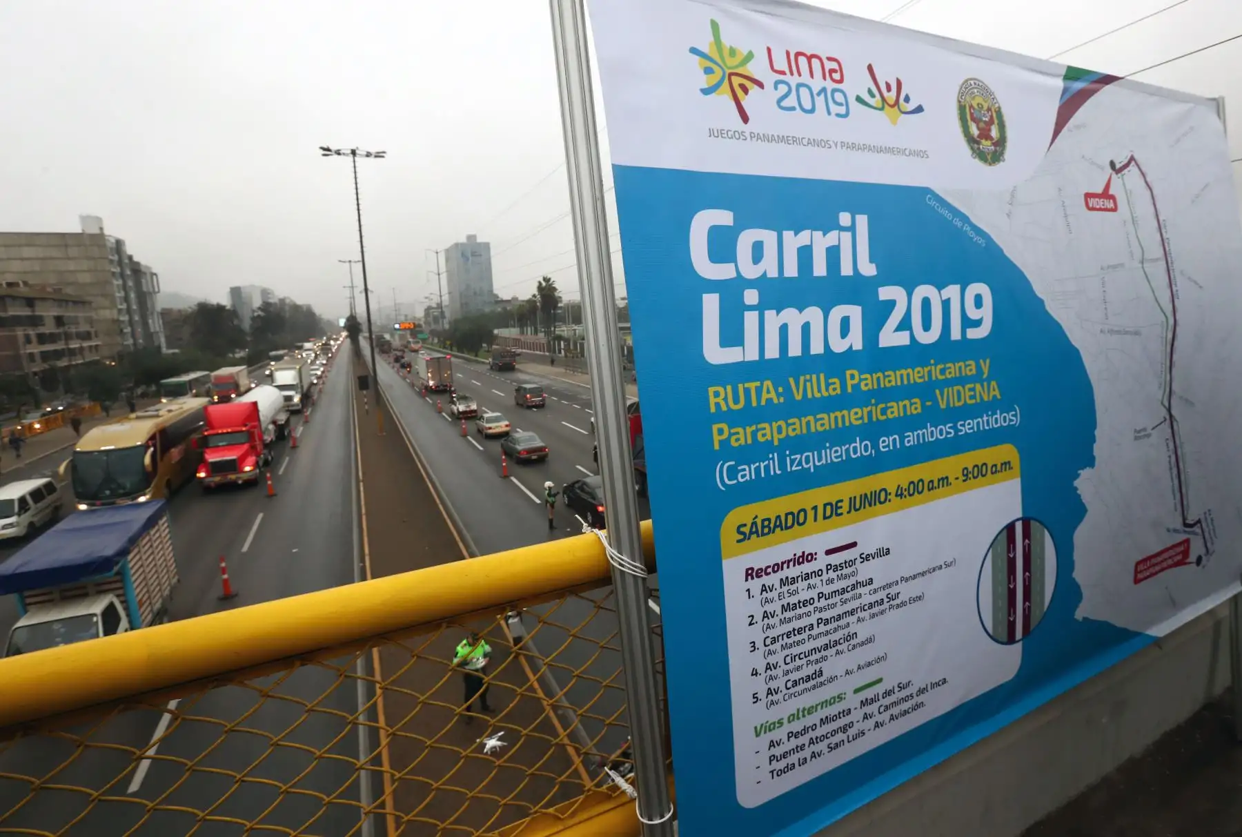 Policía Nacional realiza la  primera prueba del carril para los juegos  Lima 2019 Foto: ANDINA/Norman Córdova