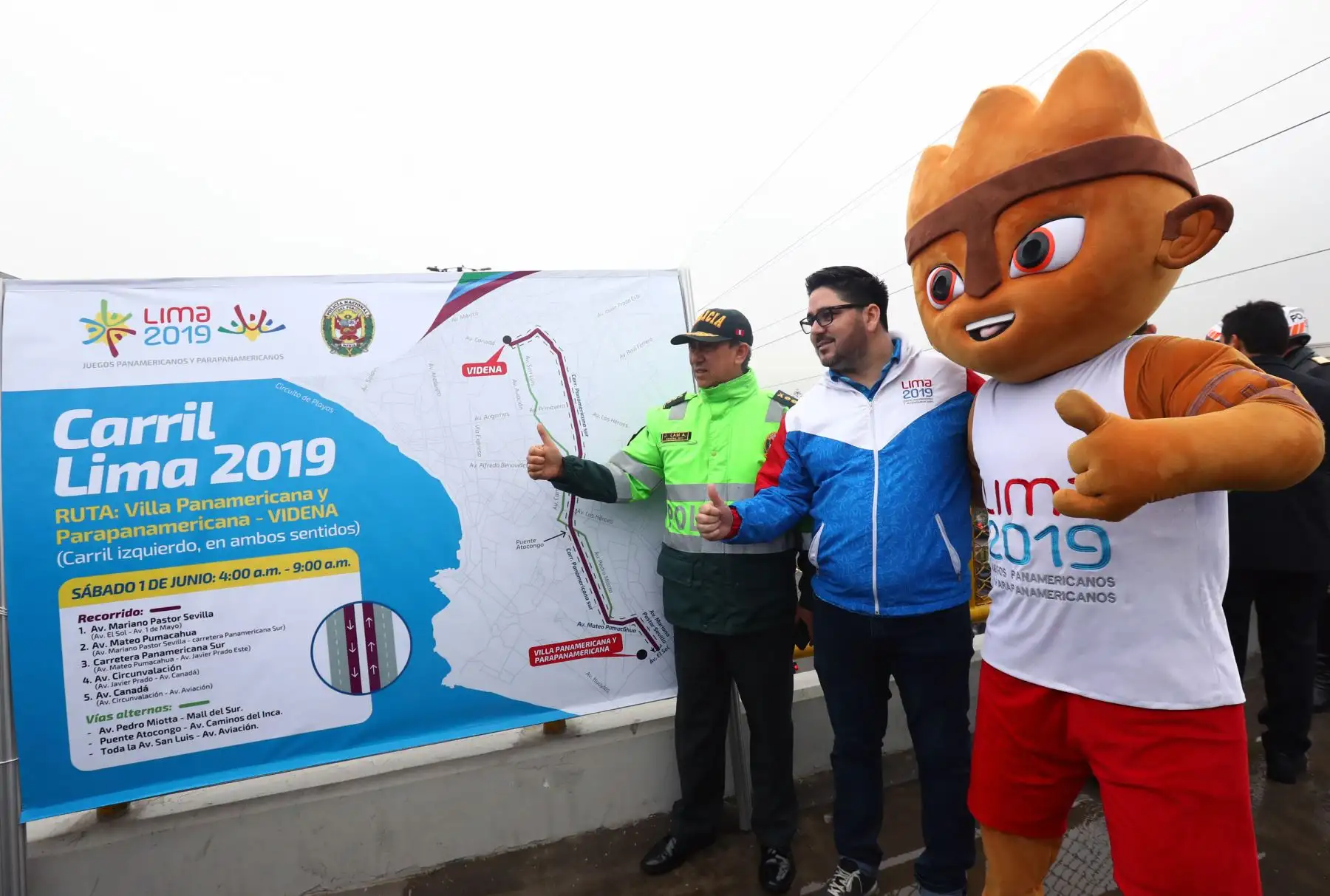 Policía Nacional realiza la  primera prueba del carril para los juegos  Lima 2019 Foto: ANDINA/Norman Córdova