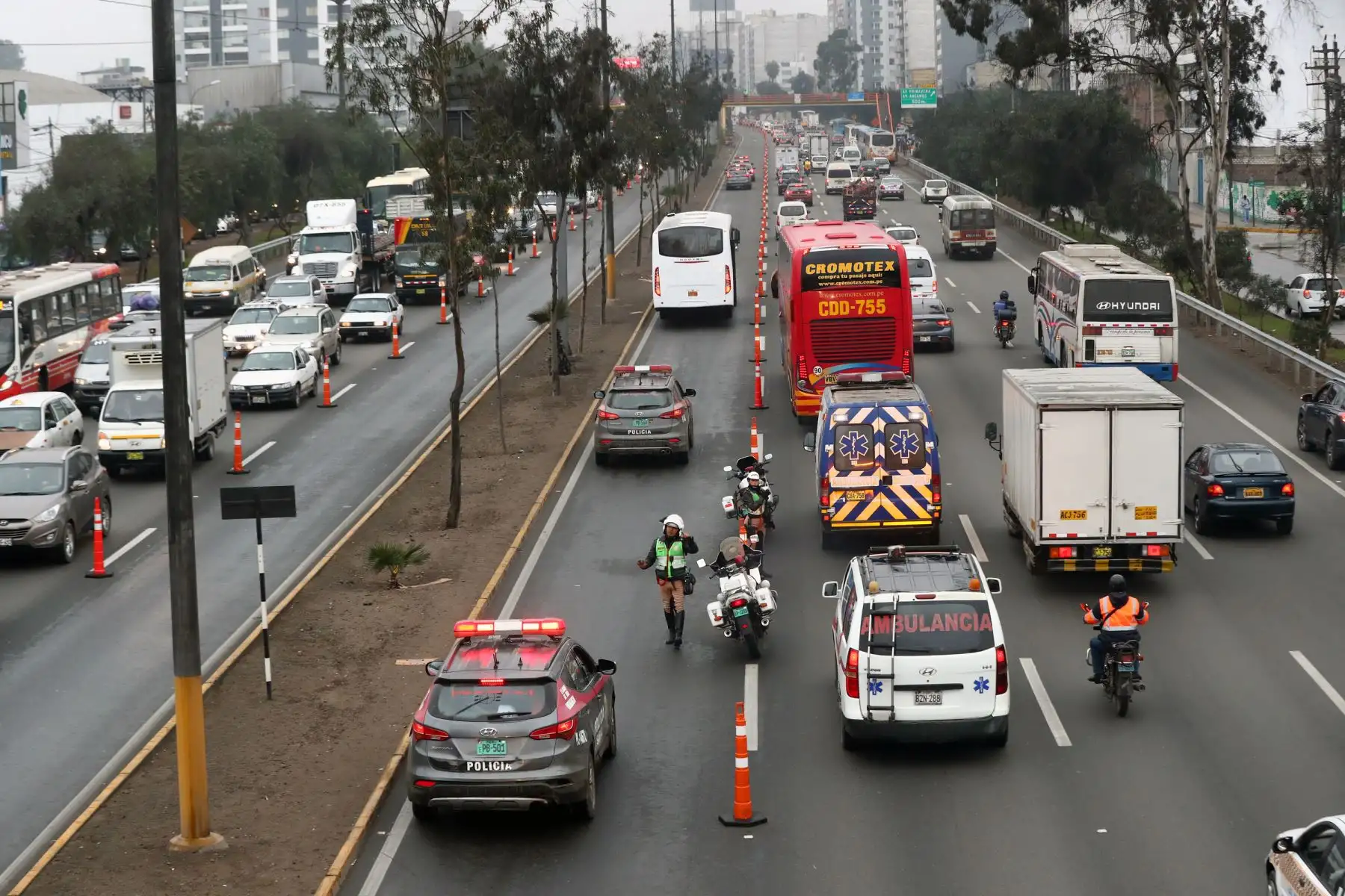 Policía Nacional realiza la  primera prueba del carril para los juegos  Lima 2019 Foto: ANDINA/Norman Córdova