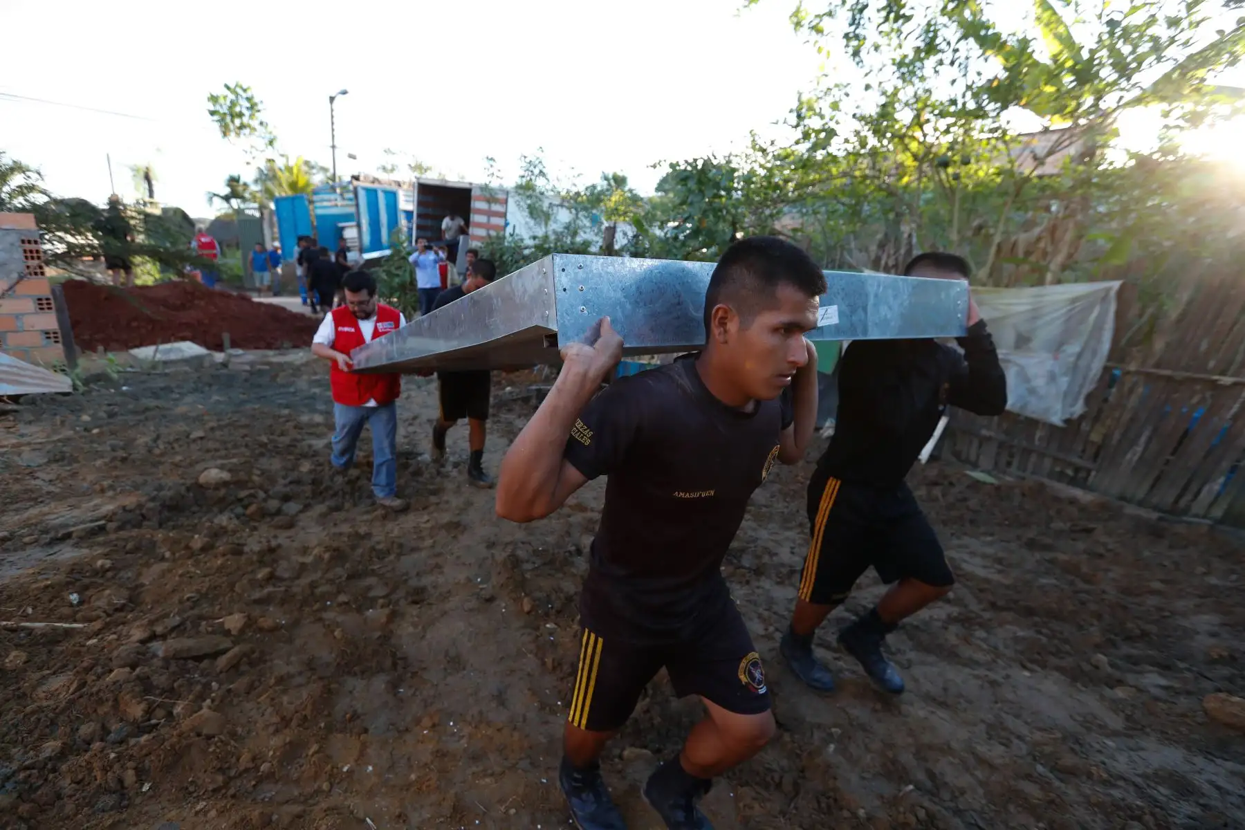 Llegada de los módulos de vivienda de emergencia al distrito de Sauce, región en la  San Martín.Foto: ANDINA/MVCS
