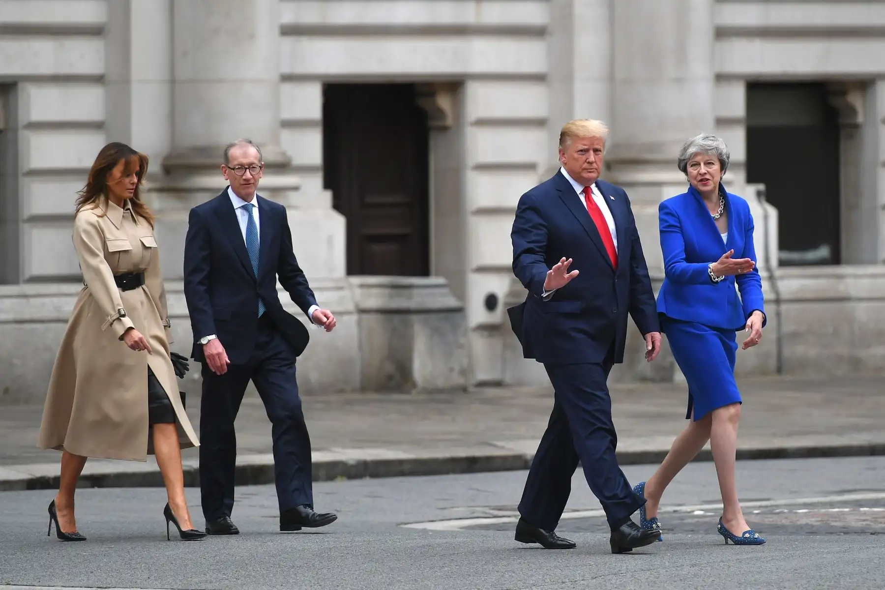 La primera ministra británica, Theresa May, se reúne con el presidente de los Estados Unidos, Donald Trump, en el segundo día de la visita de Estado al Reino Unido. Foto: AFP