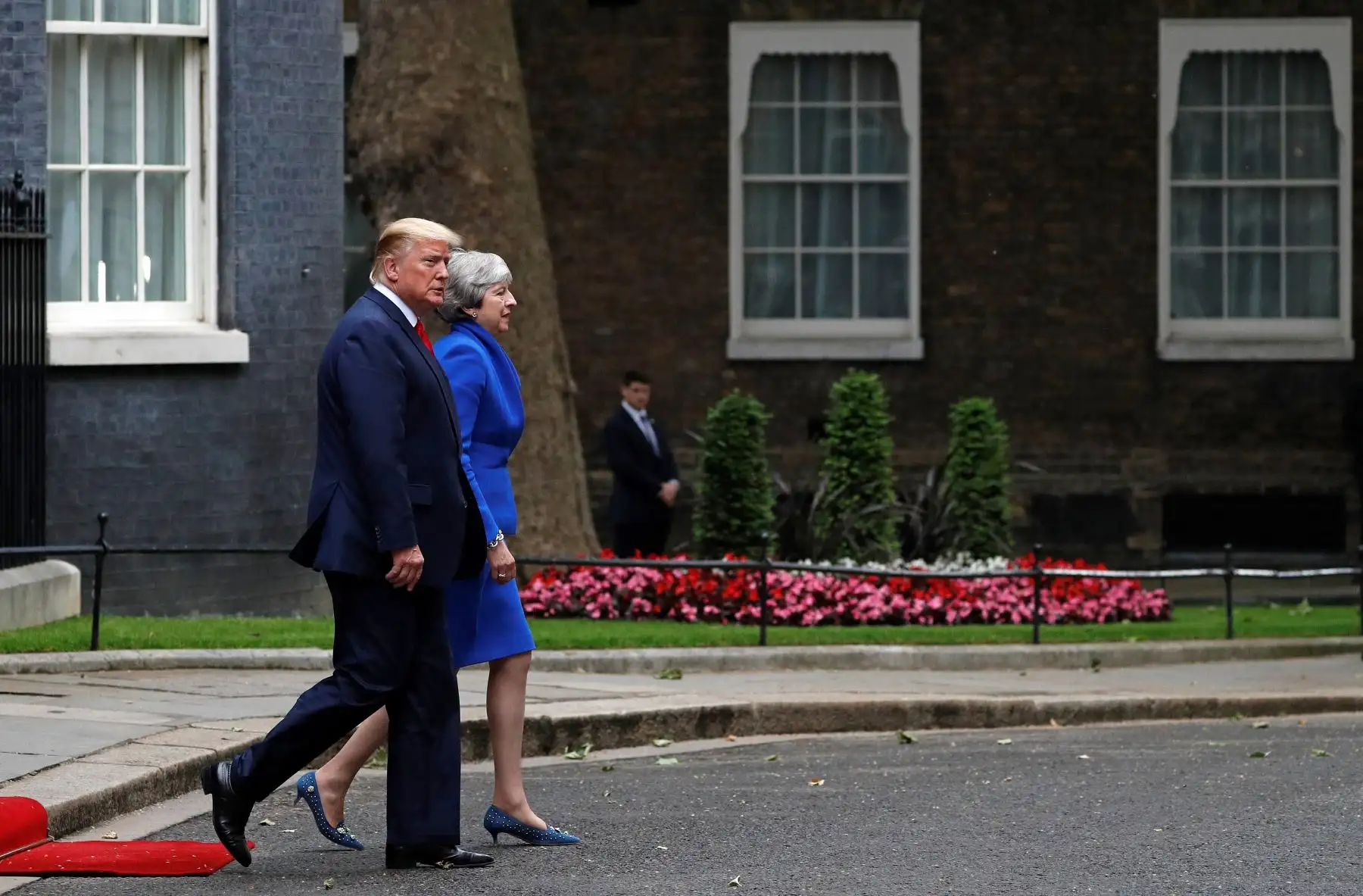 La primera ministra británica, Theresa May, se reúne con el presidente de los Estados Unidos, Donald Trump, en el segundo día de la visita de Estado al Reino Unido. Foto: AFP