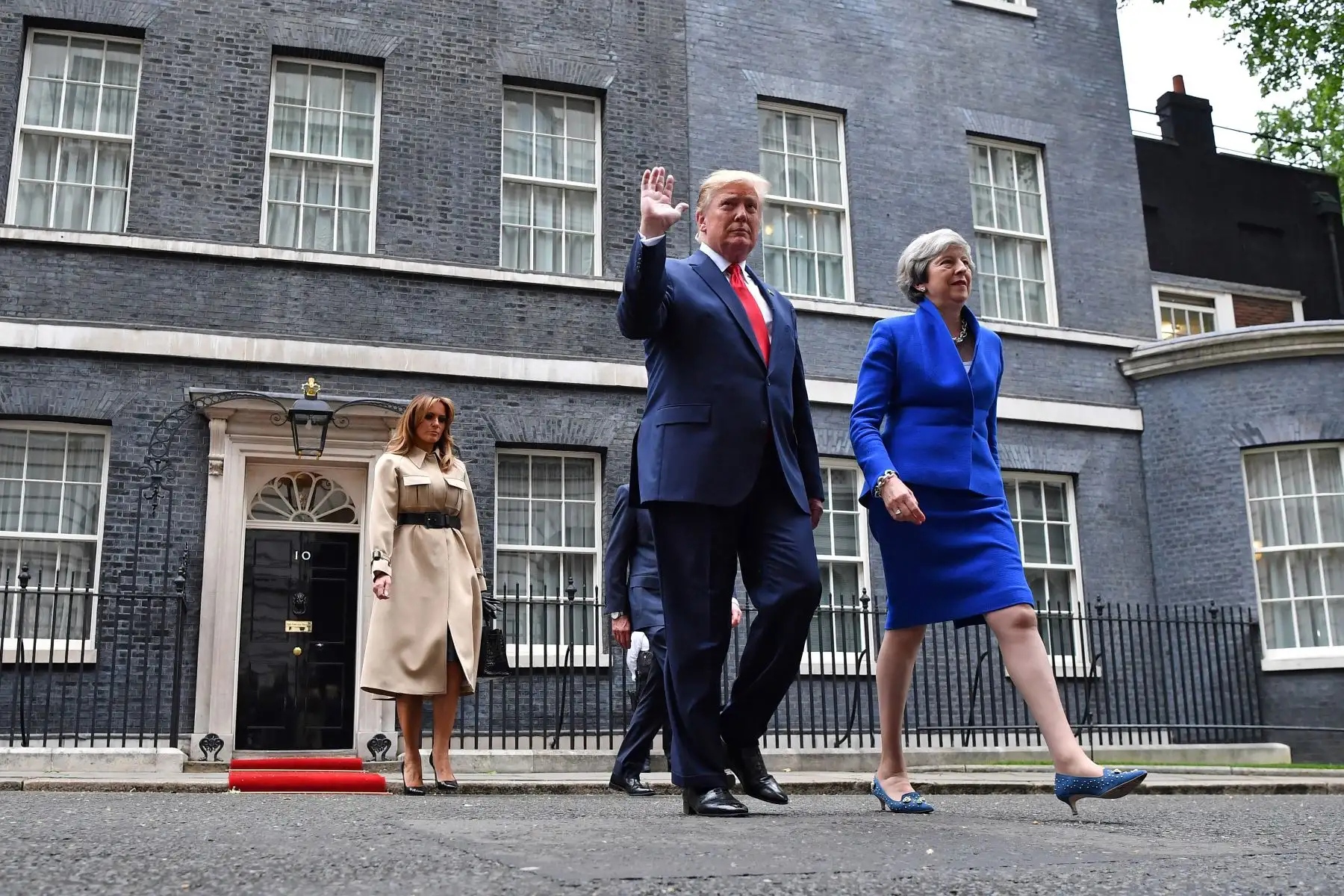 La primera ministra británica, Theresa May, se reúne con el presidente de los Estados Unidos, Donald Trump, en el segundo día de la visita de Estado al Reino Unido. Foto: AFP