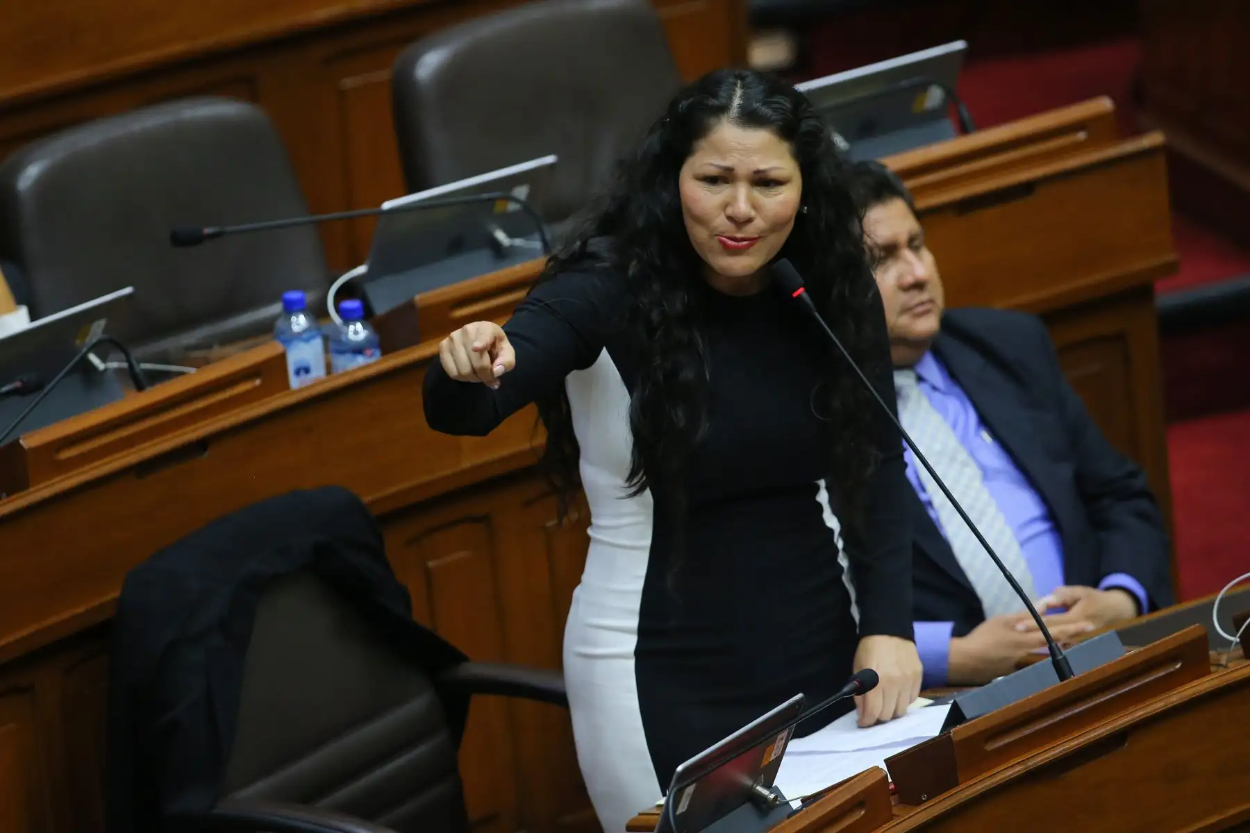 Congresista Yesenia Ponce  interviene en el debate sobre la cuestión de confianza en el Congreso de la República. Foto: ANDINA/Vidal Tarqui