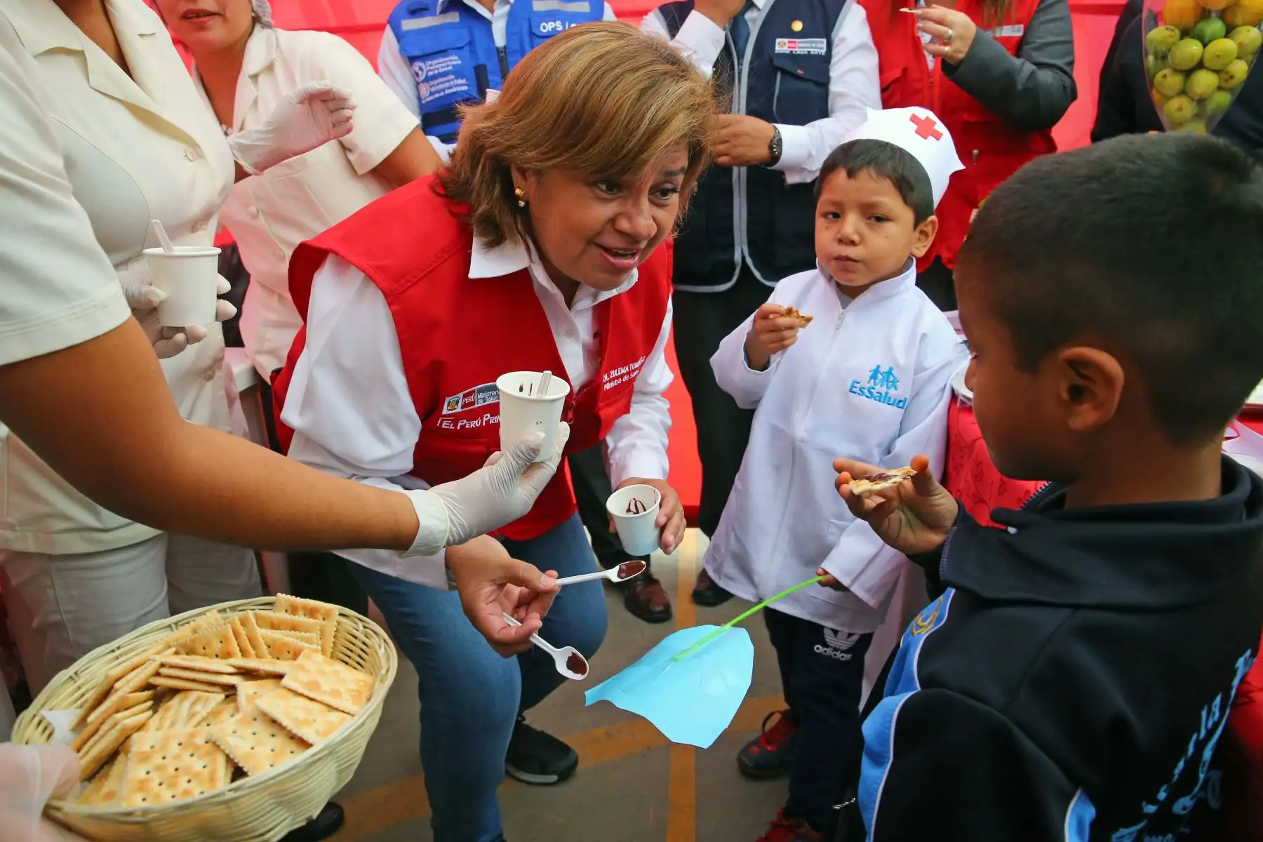 Zulema Tomás Gonzáles ministra de Salud y Gloria Montenegro, Ministra de la Mujer y poblaciones Vulnerables, Asisten al  Lanzamiento de la Vacunación Nacional contra el sarampión, y polio Perú 2019. Foto: ANDINA/Vidal Tarqui
