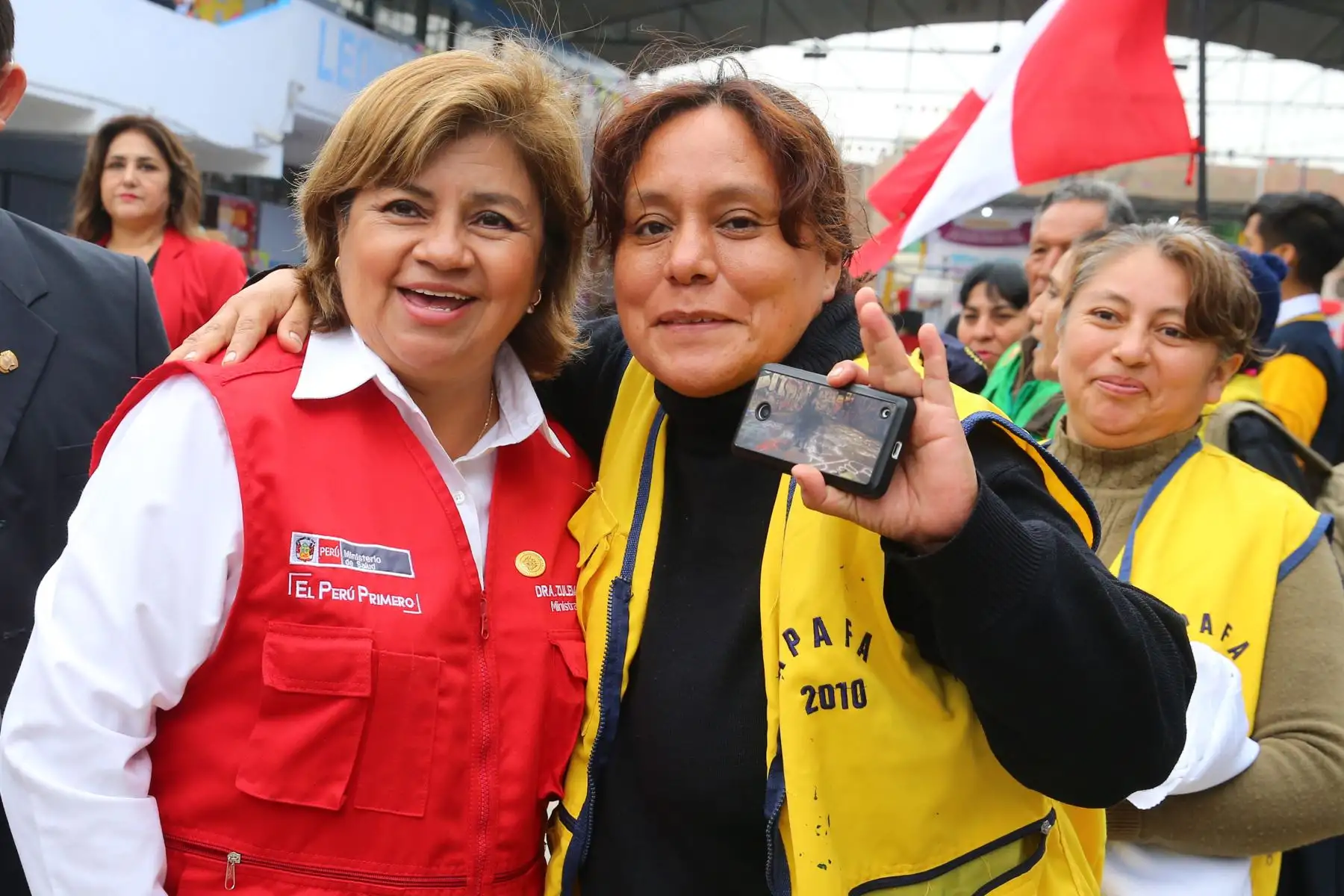 Zulema Tomás Gonzáles ministra de Salud y Gloria Montenegro, Ministra de la Mujer y poblaciones Vulnerables, Asisten al  Lanzamiento de la Vacunación Nacional contra el sarampión, y polio Perú 2019. Foto: ANDINA/Vidal Tarqui