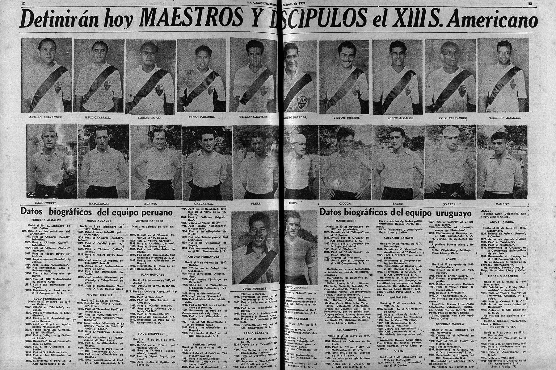 Especial publicado por el diario La Crónica el 12 de febrero de 1939 sobre la final del Campeonato Sudamericano que disputaron las selecciones de fútbol de Perú y Uruguay. Foto: Archivo Histórico de EL PERUANO