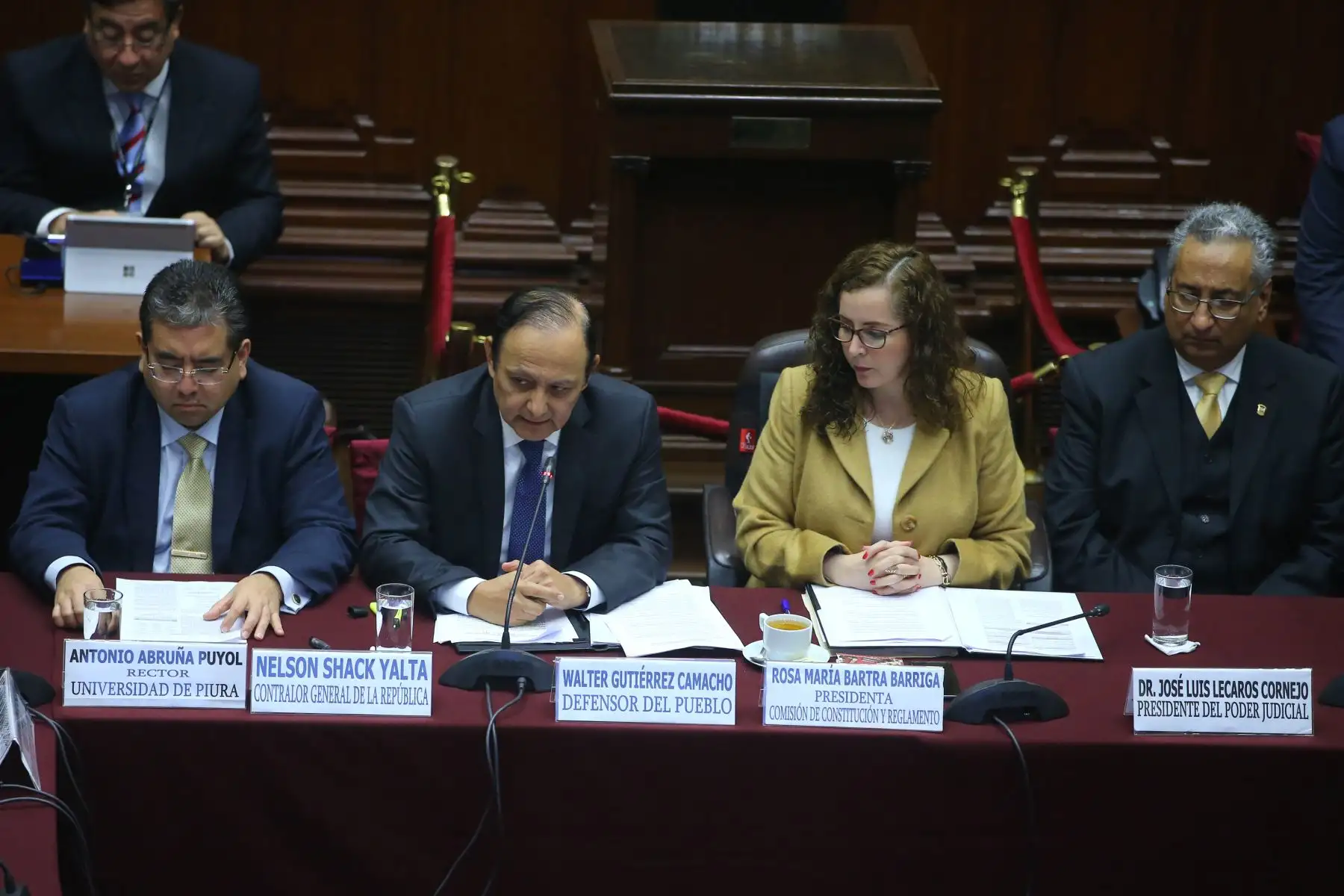 La Comisión Especial para elegir a los miembros de la Junta Nacional de Justicia (JNJ) se presenta ante la Comisión de Constitución del Congreso a fin de informar los avances de su trabajo. Foto: ANDINA/Vidal Tarqui