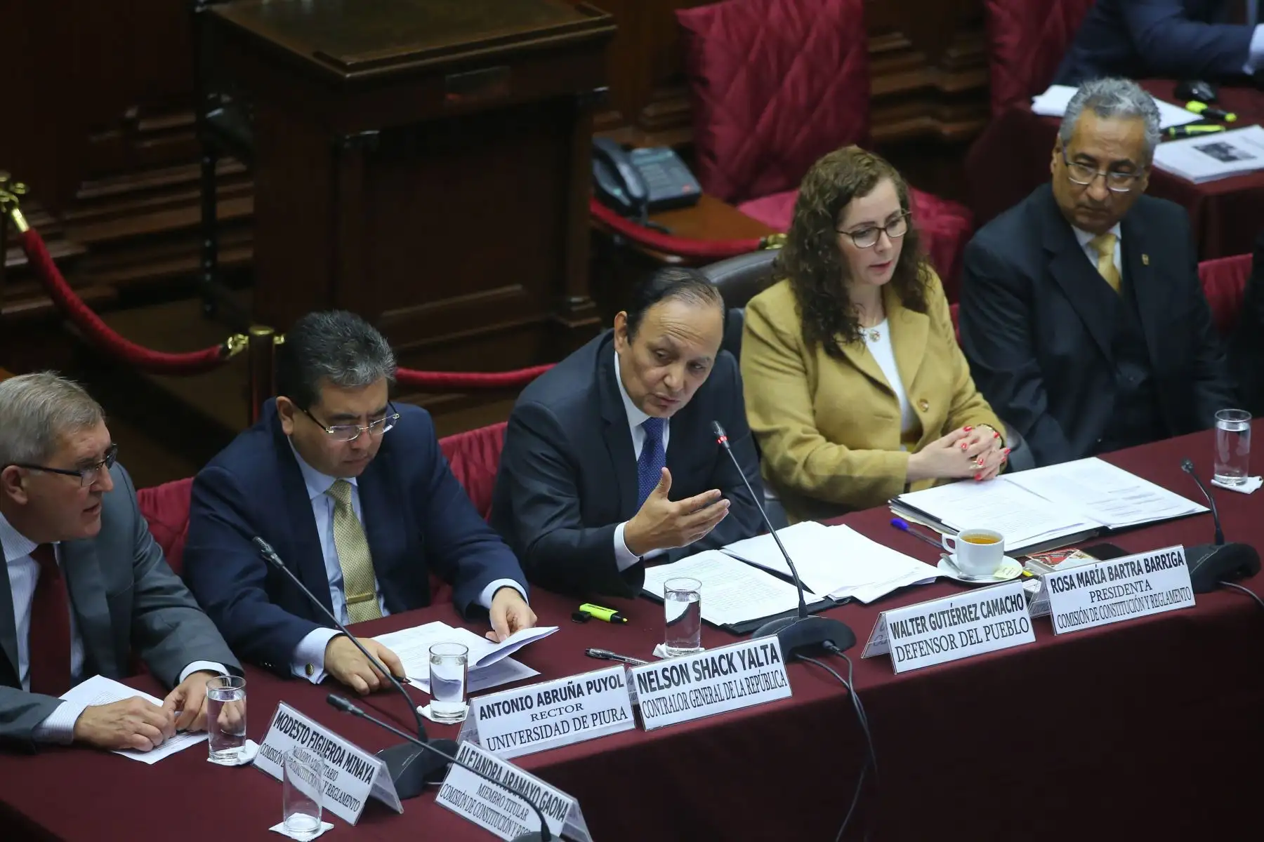 La Comisión Especial para elegir a los miembros de la Junta Nacional de Justicia (JNJ) se presenta ante la Comisión de Constitución del Congreso a fin de informar los avances de su trabajo. Foto: ANDINA/Vidal Tarqui