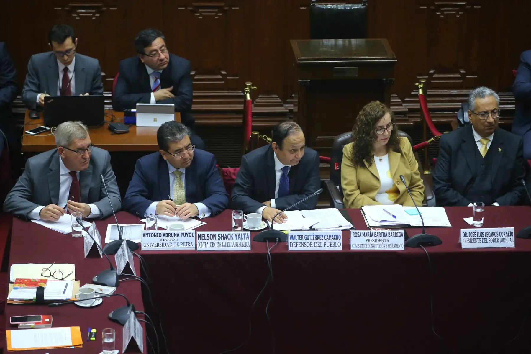 La Comisión Especial para elegir a los miembros de la Junta Nacional de Justicia (JNJ) se presenta ante la Comisión de Constitución del Congreso a fin de informar los avances de su trabajo. Foto: ANDINA/Vidal Tarqui