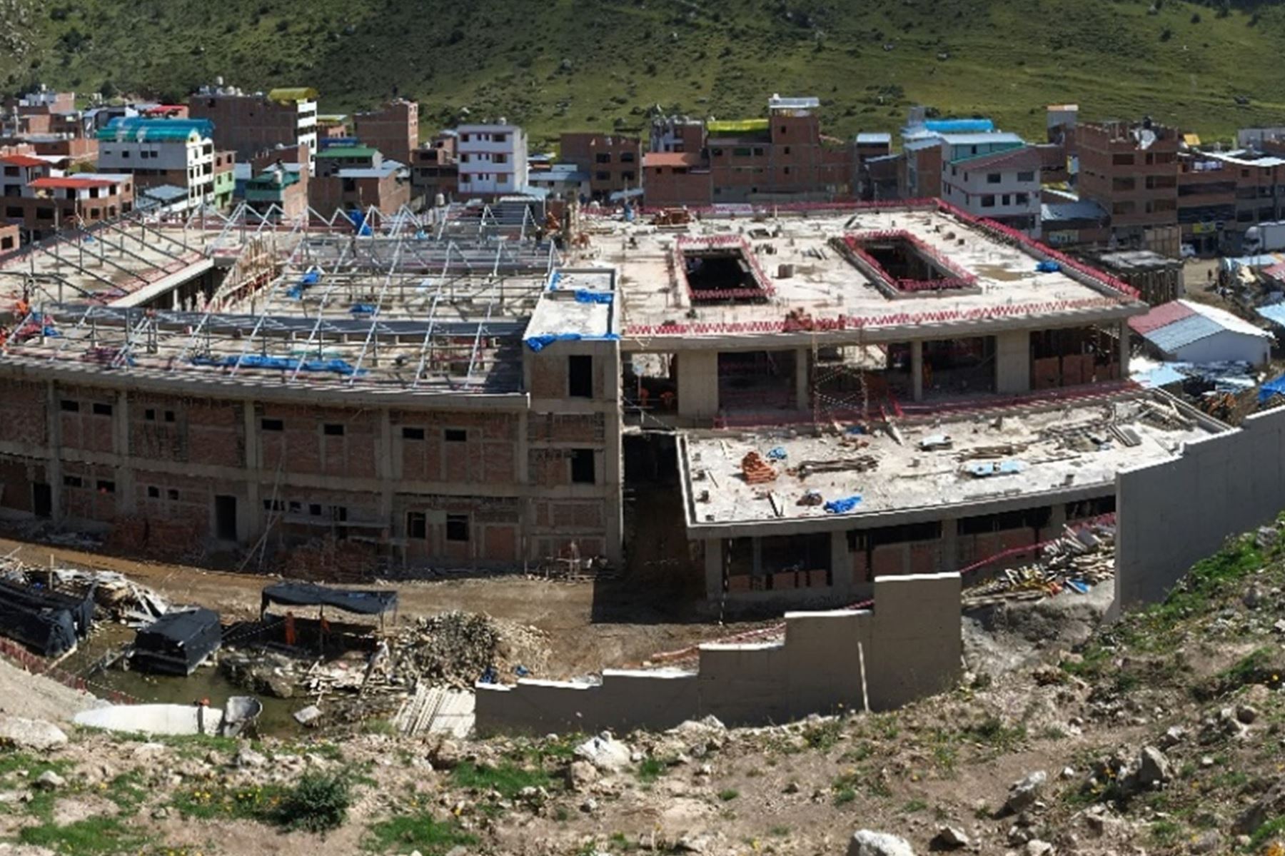 Las obras de construcción del hospital categoría II-1 de Challhuahuacho (Apurímac) tienen un avance del 27.38 %. Foto: Minsa