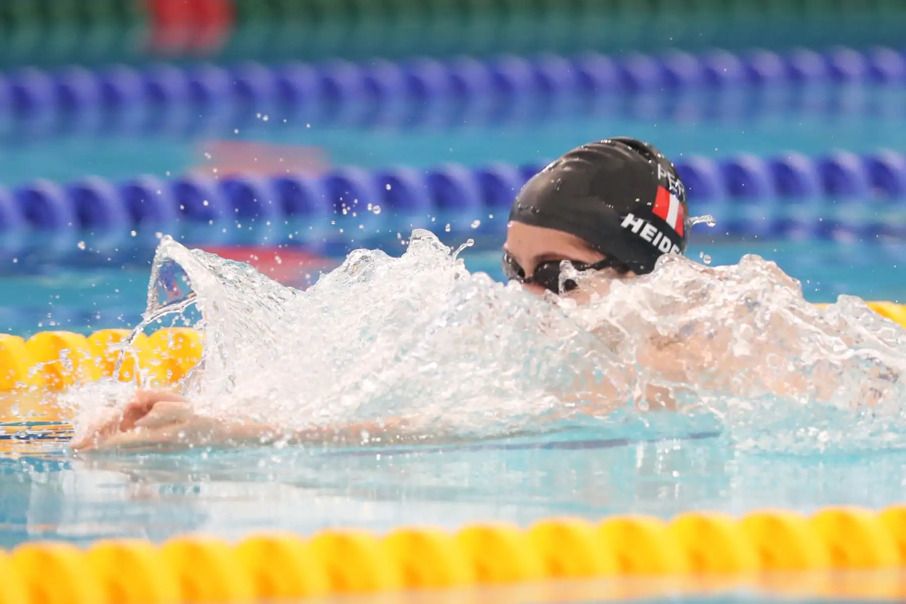 Ana María Heider de Perú durante su participación  en la competencia de  200m pecho en el Torneo Copa Pacífico de Natación 2019. Foto: ANDINA/Melina Mejía