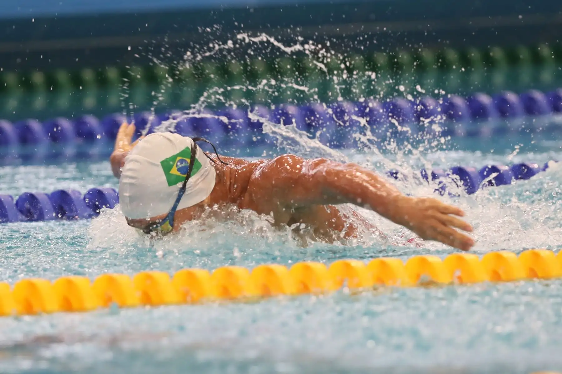 Guilherme Santos de Brasil  en la competencia de  100m mariposa en el Torneo Copa Pacífico de Natación 2019. Foto: ANDINA/Melina Mejía