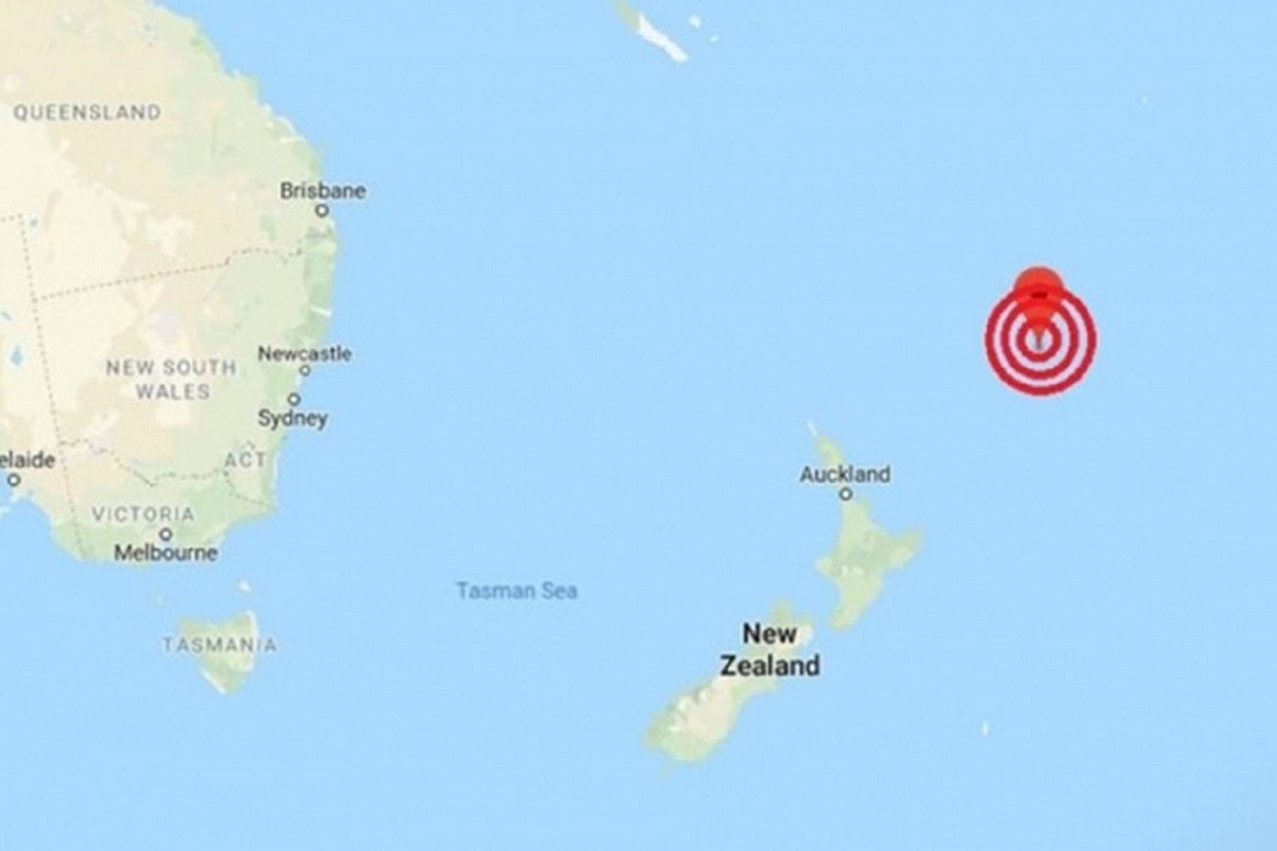 Ubicación de sismo en mar cercano a Nueva Zelanda. Foto: Captura.