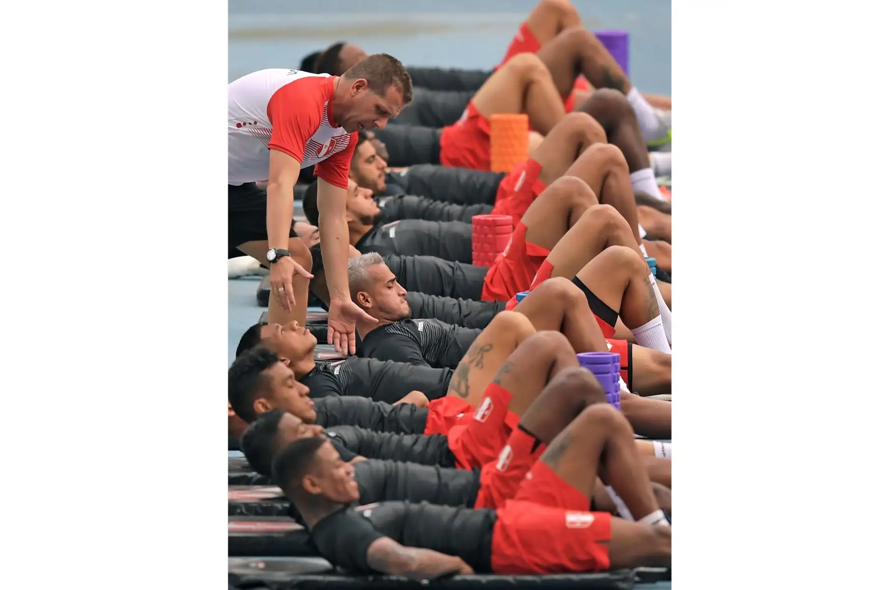 Sesión de entrenamiento en Río de Janeiro, Brasil, en la víspera del partido por el campeonato de fútbol de la Copa América contra Bolivia. Foto: AFP
