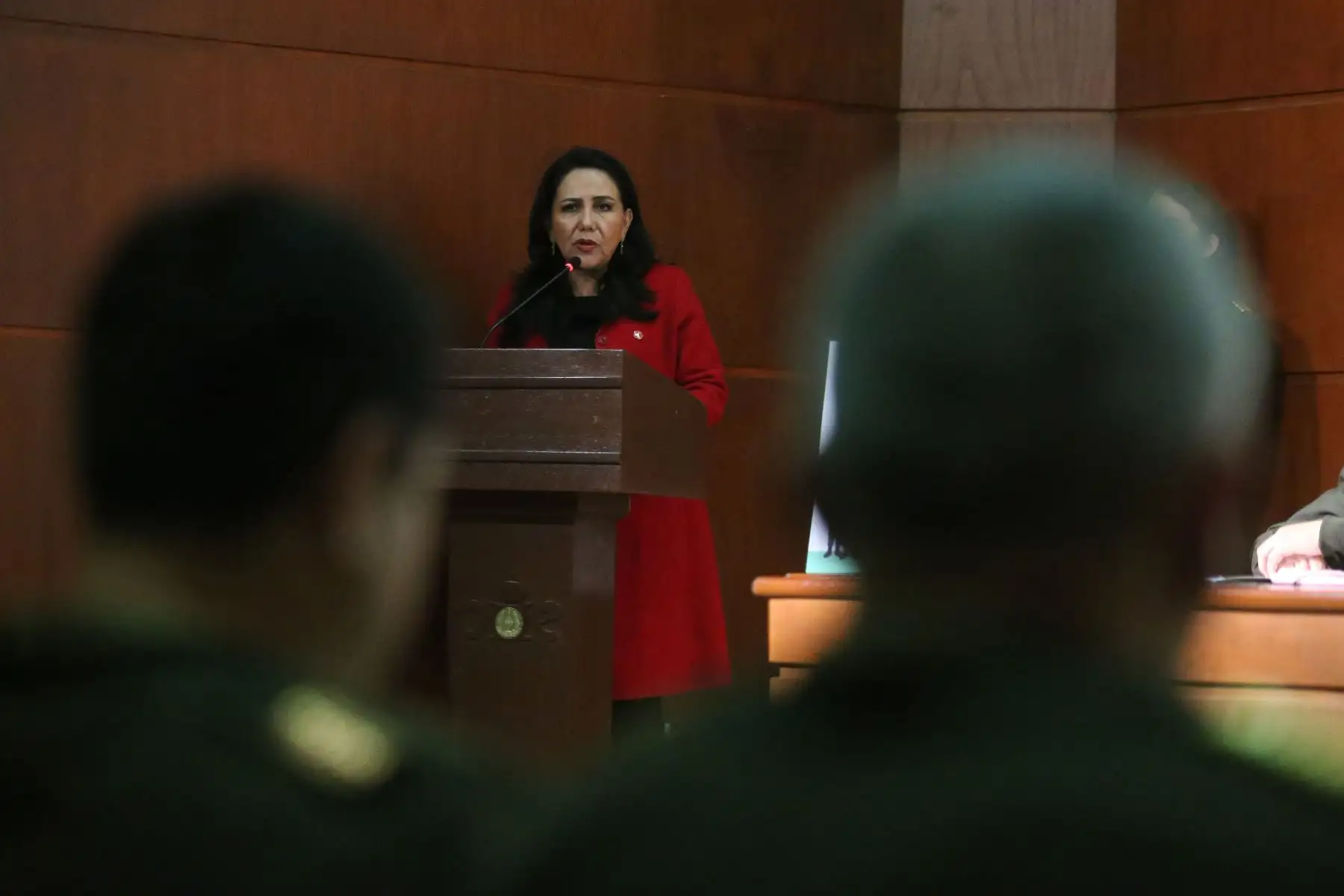 Ministra de la Mujer, Gloria Montenegro promueve la campaña “ Hombres por la igualdad” estrategia comunitaria que busca sensibilizar a miembros del Ejercito Peruano frente a la violencia contra la mujer. Foto: ANDINA/Eddy Ramos