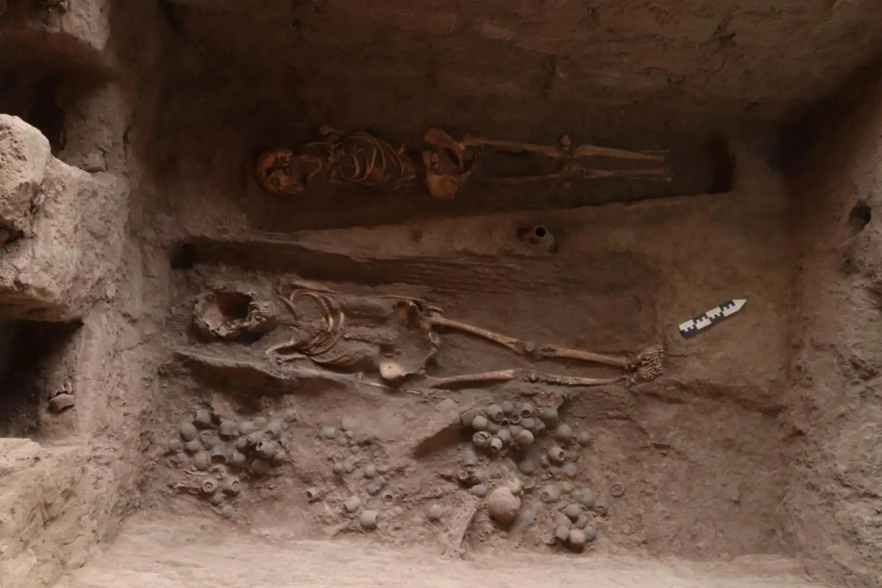 En la huaca Santa Rosa de Pucalá, región Lambayeque, se descubrió una cámara funeraria perteneciente a la última mujer de la élite mochica. ANDINA/Difusión