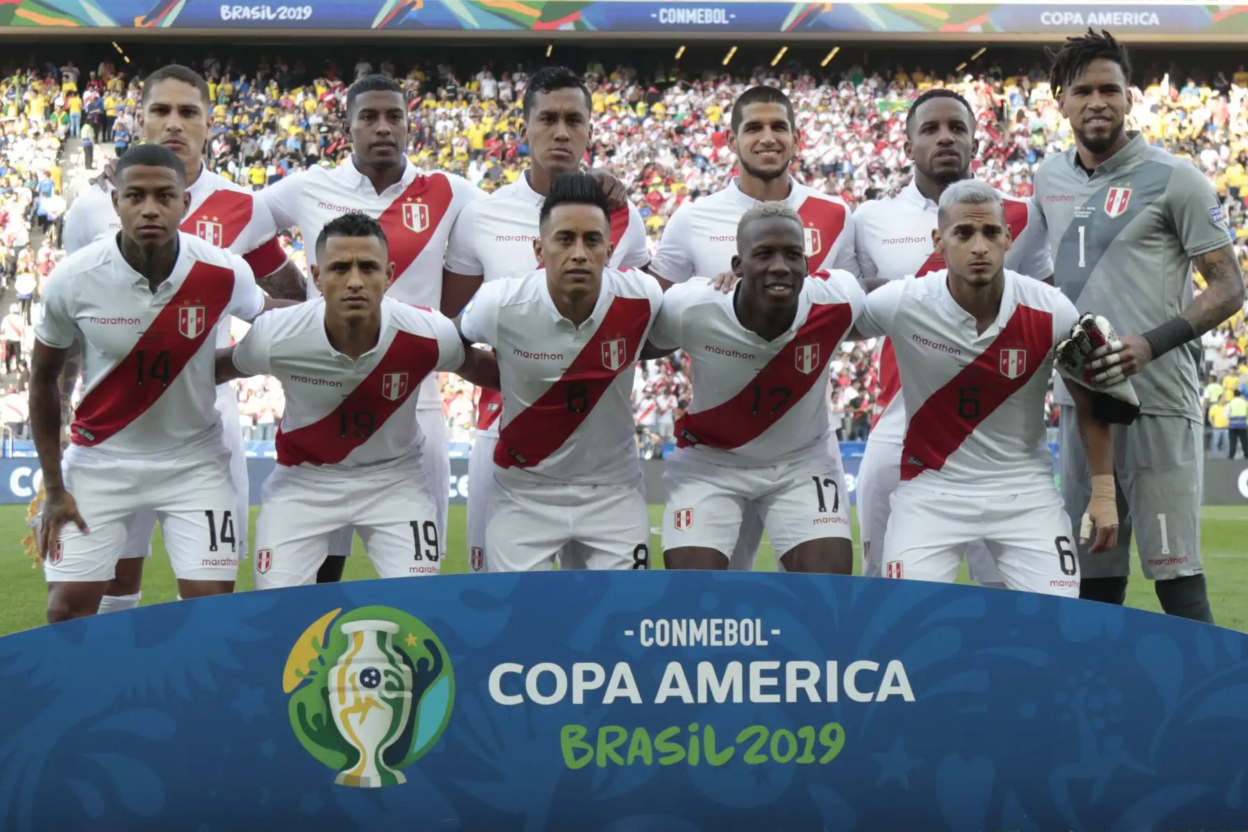 Los jugadores de Perú posan para las fotos antes de su partido de torneo de fútbol de la Copa América contra Brasil.
Foto: AFP