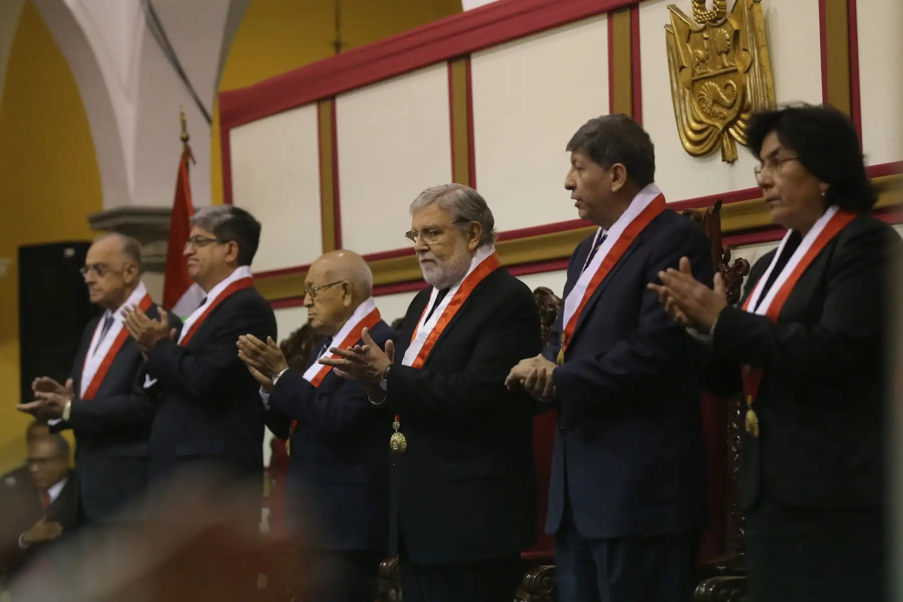 El presidente del tribunal constitucional Ernesto Blume Fortin presidio ceremonia del vigesimotercer aniversario institucional a la que asistieron autoridades políticas, judiciales y otras personalidades del campo jurídico .Foto: ANDINA/Jhony Laurente