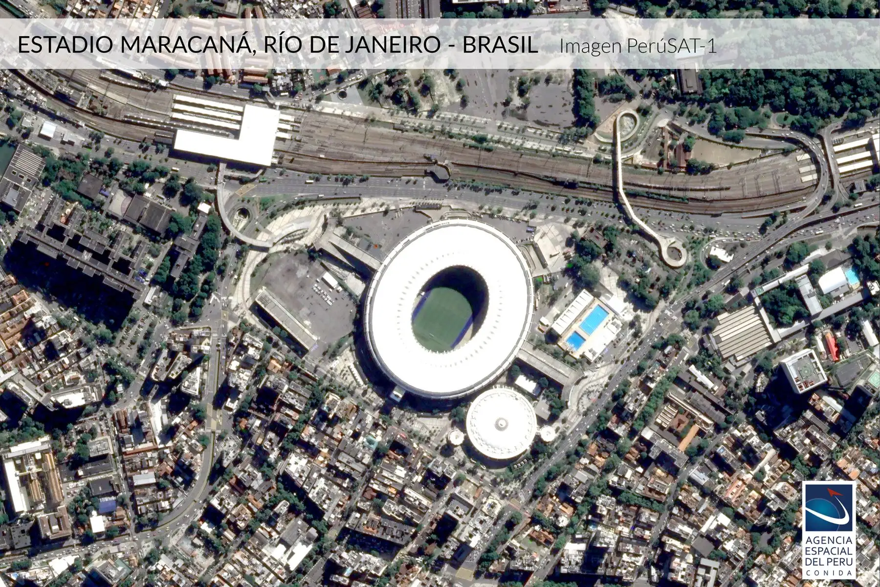 Imagen satelital del Estadio Maracaná-Brasil, sede de la Copa América 2019.Foto: Andina/Agencia Espacial del Perú.
