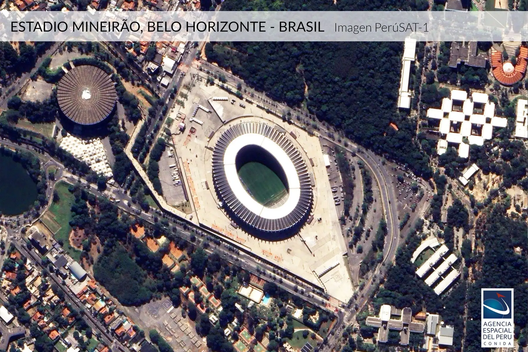 Imagen satelital del Estadio Mineirao-Brasil, sede de la Copa América 2019.Foto: Andina/Agencia Espacial del Perú.
