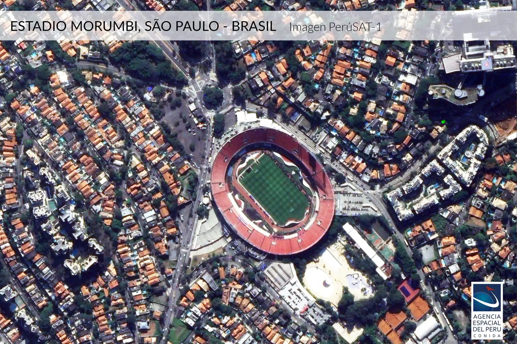 Imagen satelital del Estadio Morumbi-Brasil, sede de la Copa América 2019.Foto: Andina/Agencia Espacial del Perú.