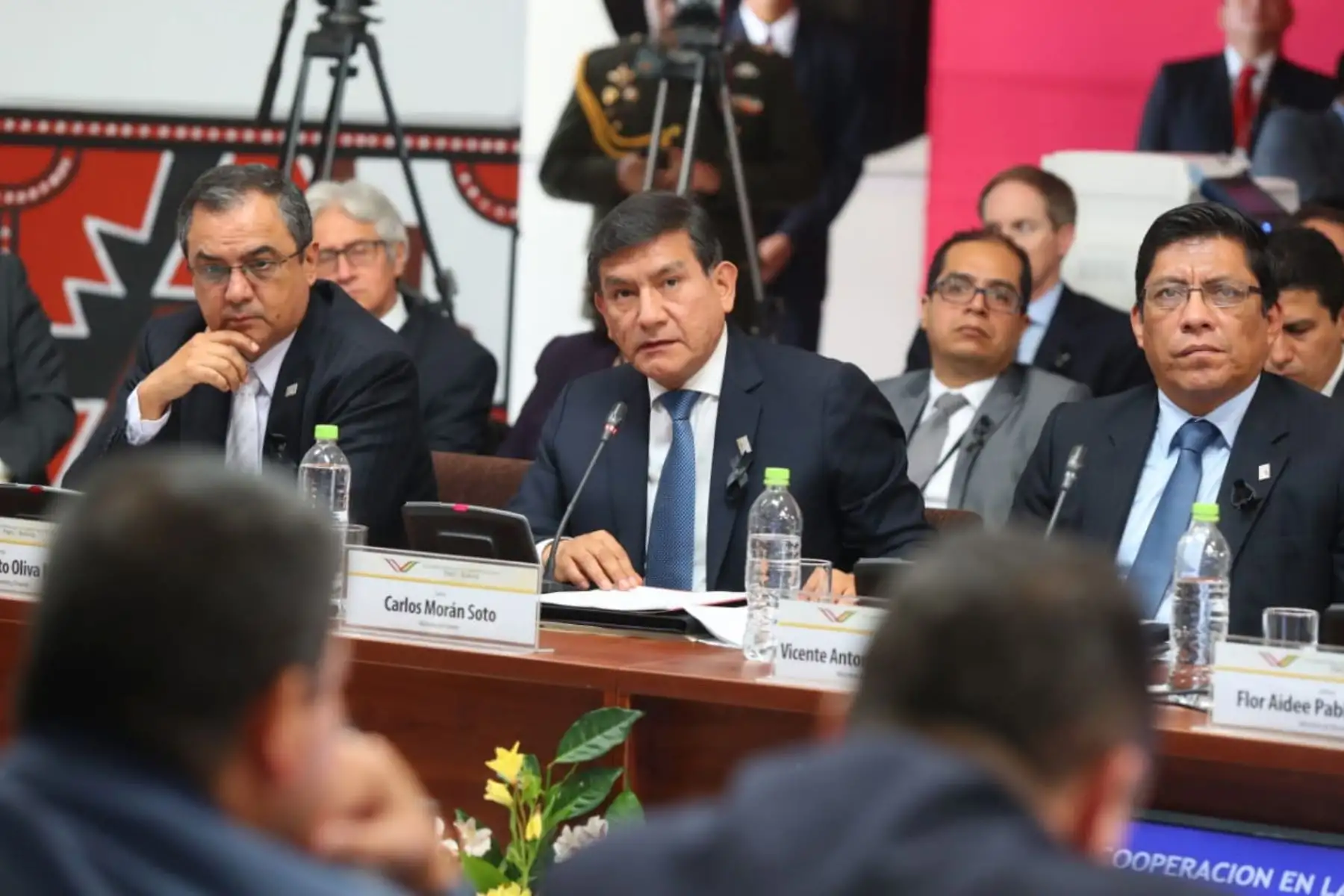 Ministro del Interior Carlos Morán Soto, expone durante el V Gabinete Binacional Perú-Bolivia, en Ilo Moquegua.Foto:ANDINA/Prensa Presidencia
