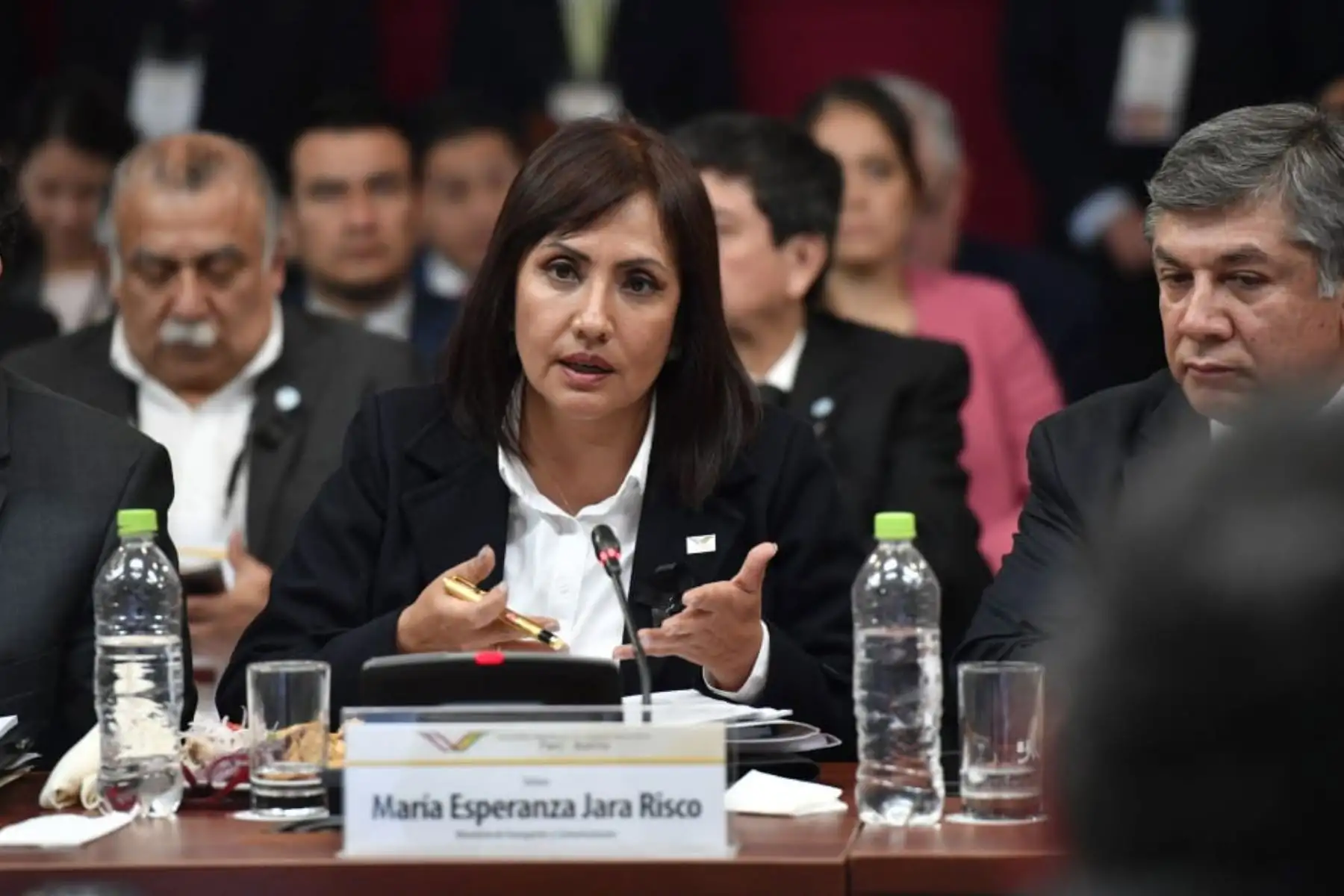 Ministra de Transportes María Jara Risco, expone durante el V Gabinete Binacional Perú-Bolivia, en Ilo Moquegua.Foto:ANDINA/Prensa Presidencia