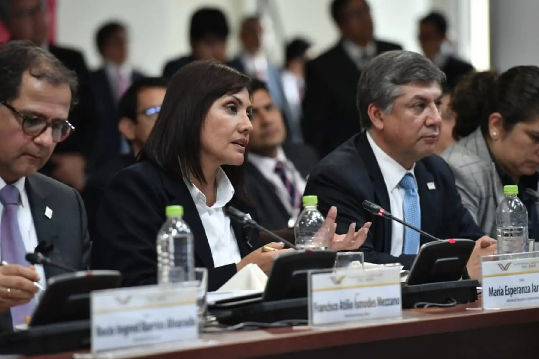 Ministra de Transportes María Jara Risco, expone durante el V Gabinete Binacional Perú-Bolivia, en Ilo Moquegua.Foto:ANDINA/Prensa Presidencia
