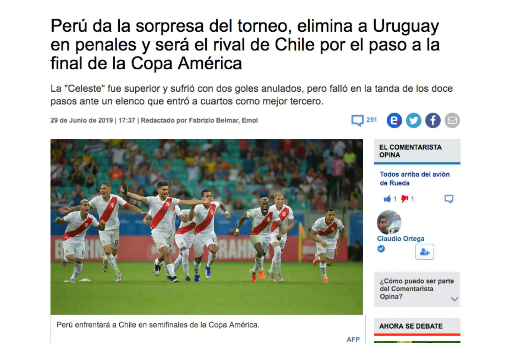 Así informó la prensa internacional, el triunfo de la  selección peruana ante Uruguay.
Foto: Difusión