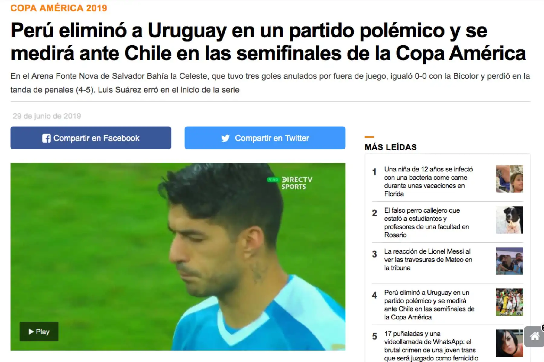 Así informó la prensa internacional, el triunfo de la  selección peruana ante Uruguay.
Foto: Difusión