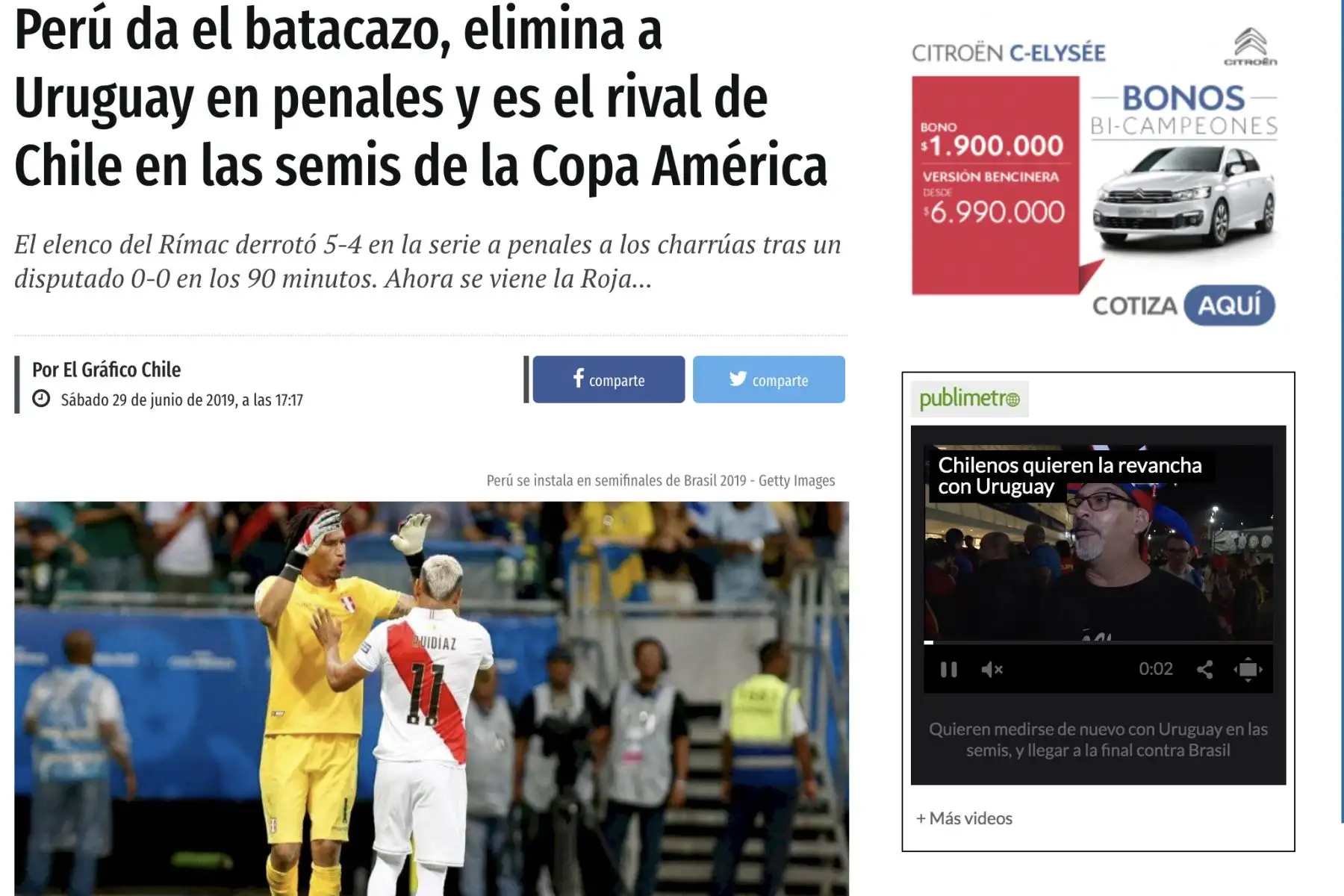 Así informó la prensa internacional, el triunfo de la  selección peruana ante Uruguay.
Foto: Difusión