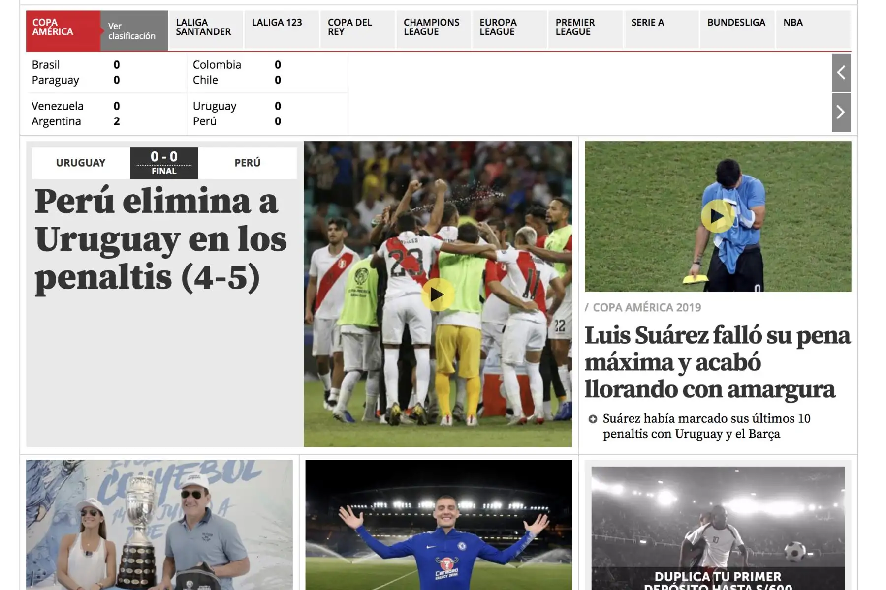 Así informó la prensa internacional, el triunfo de la  selección peruana ante Uruguay.
Foto: Difusión