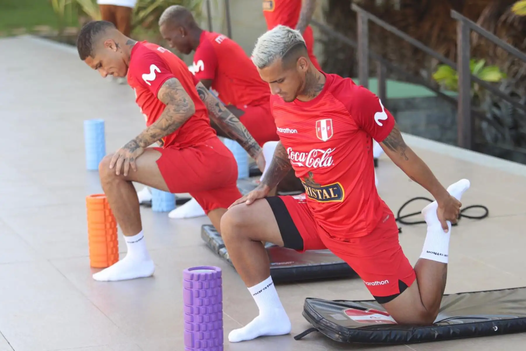 Jugadores de la selección peruana realizan sus entrenamientos con miras a enfrentar al seleccionado de Chile por la Copa América.
Foto: FPF