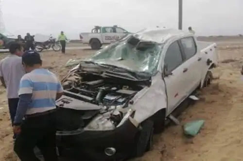 Así quedó la camioneta siniestrada en la que perdió la vida el alcalde provincial de Chepén (La Libertad), José David Lías Ventura.