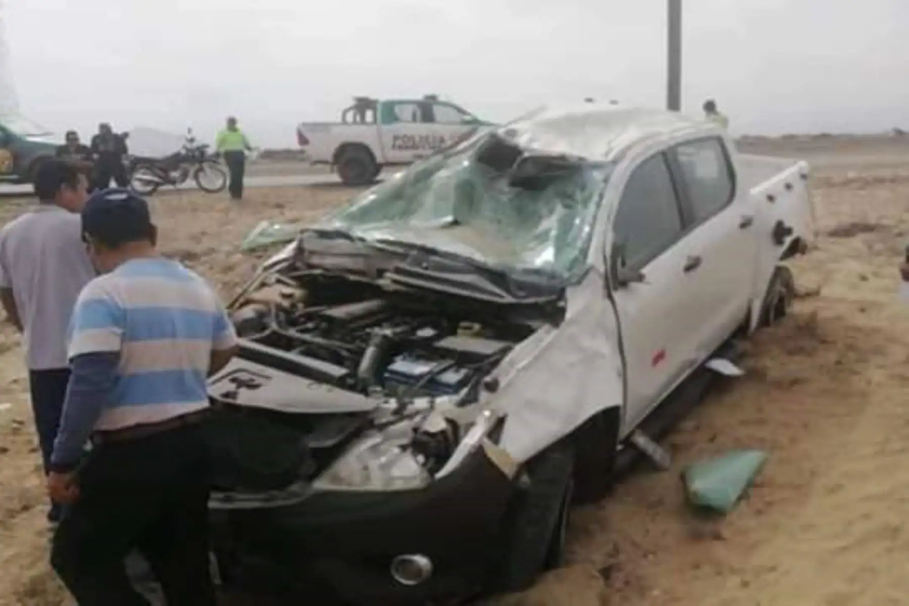 Así quedó la camioneta siniestrada en la que perdió la vida el alcalde provincial de Chepén (La Libertad), José David Lías Ventura.