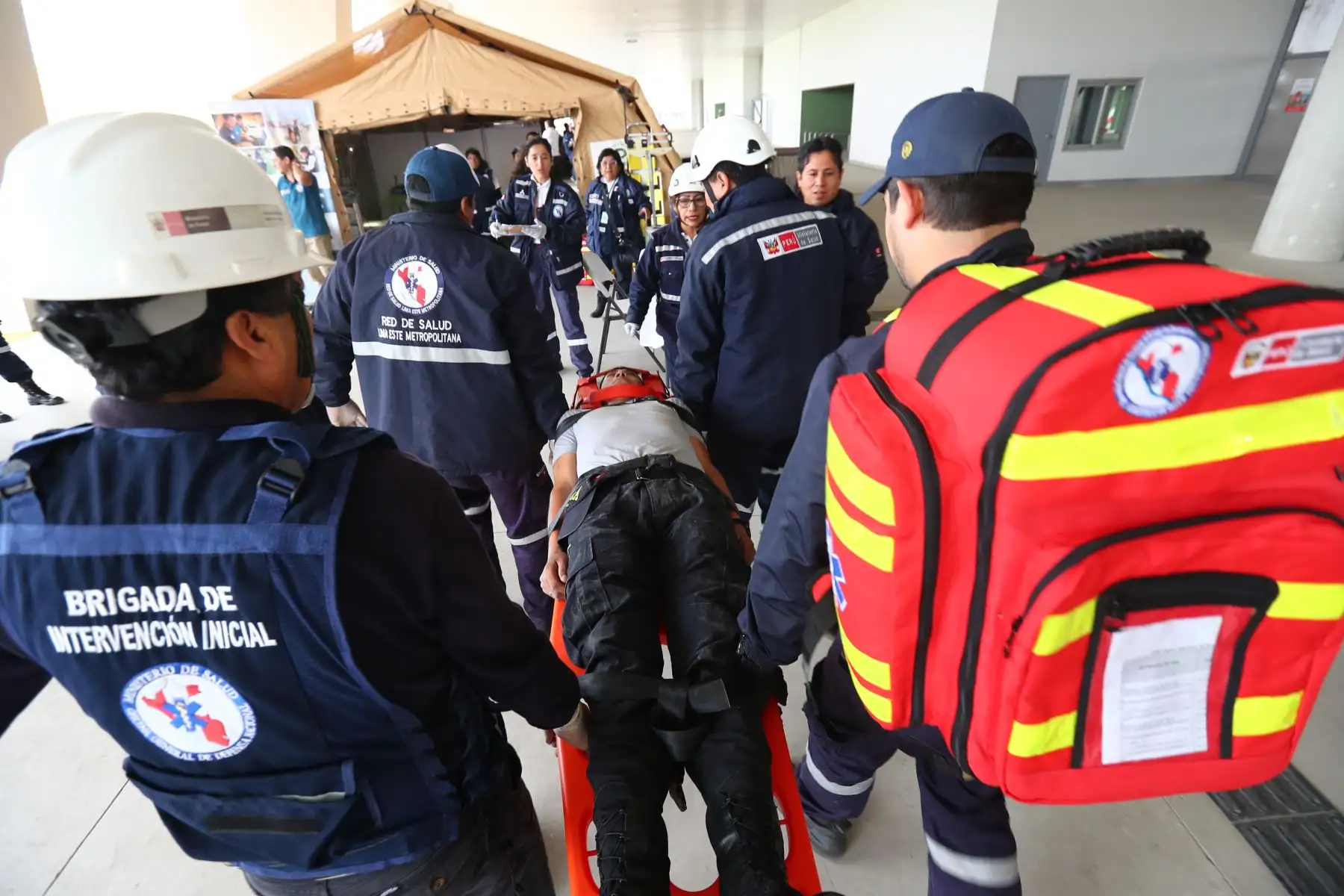 El Ministerio de Salud a través de la Dirección de Gestión del Riesgo de Desastre y Defensa Nacional en Salud realizaron  el simulacro de respuesta en salud con motivo de los Juegos Panamericanos Lima 2019.Foto.ANDINA/Norman Córdova
