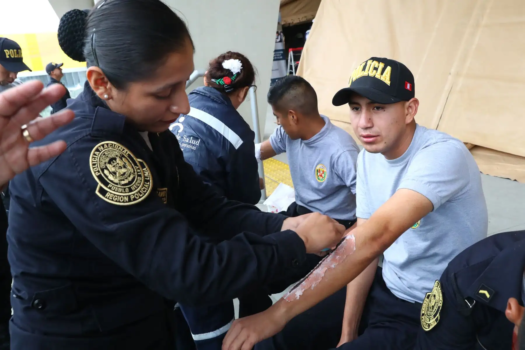 El Ministerio de Salud a través de la Dirección de Gestión del Riesgo de Desastre y Defensa Nacional en Salud realizaron  el simulacro de respuesta en salud con motivo de los Juegos Panamericanos Lima 2019.Foto.ANDINA/Norman Córdova